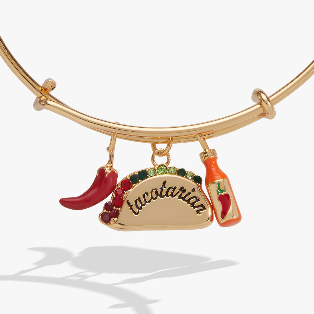 Multi-Charm Taco Bangle with Enameled Charms & Crystal Accents