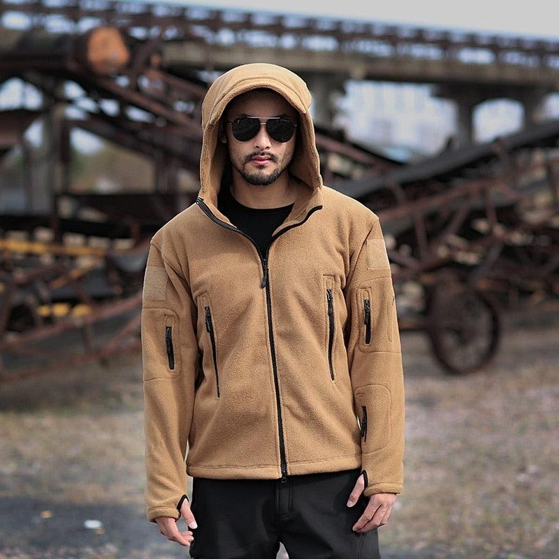 Men's Tactical Softshell Hiking Jacket with Underarm Zippers