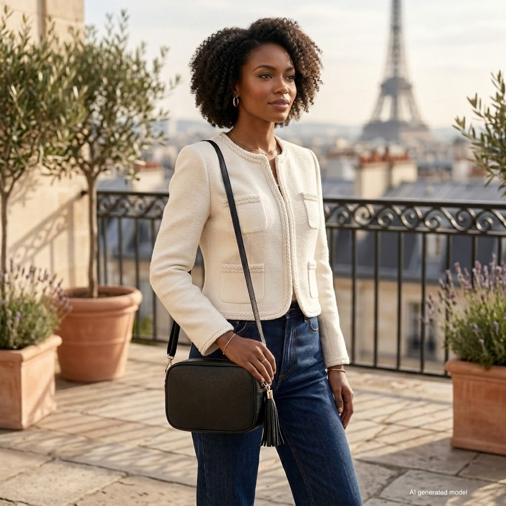 Italian Genuine Pebbled Calf Leather Crossbody Bag