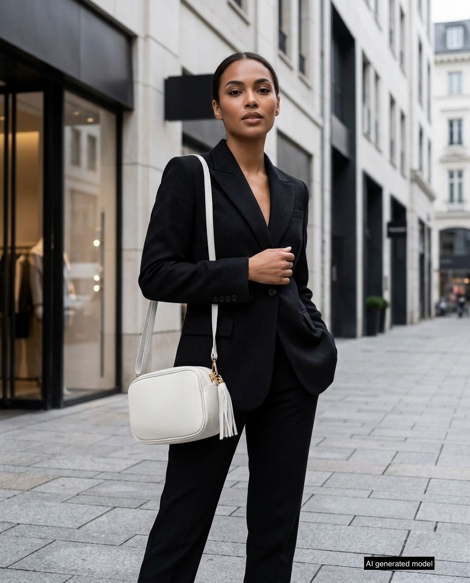 Italian Genuine Pebbled Calf Leather Crossbody Bag