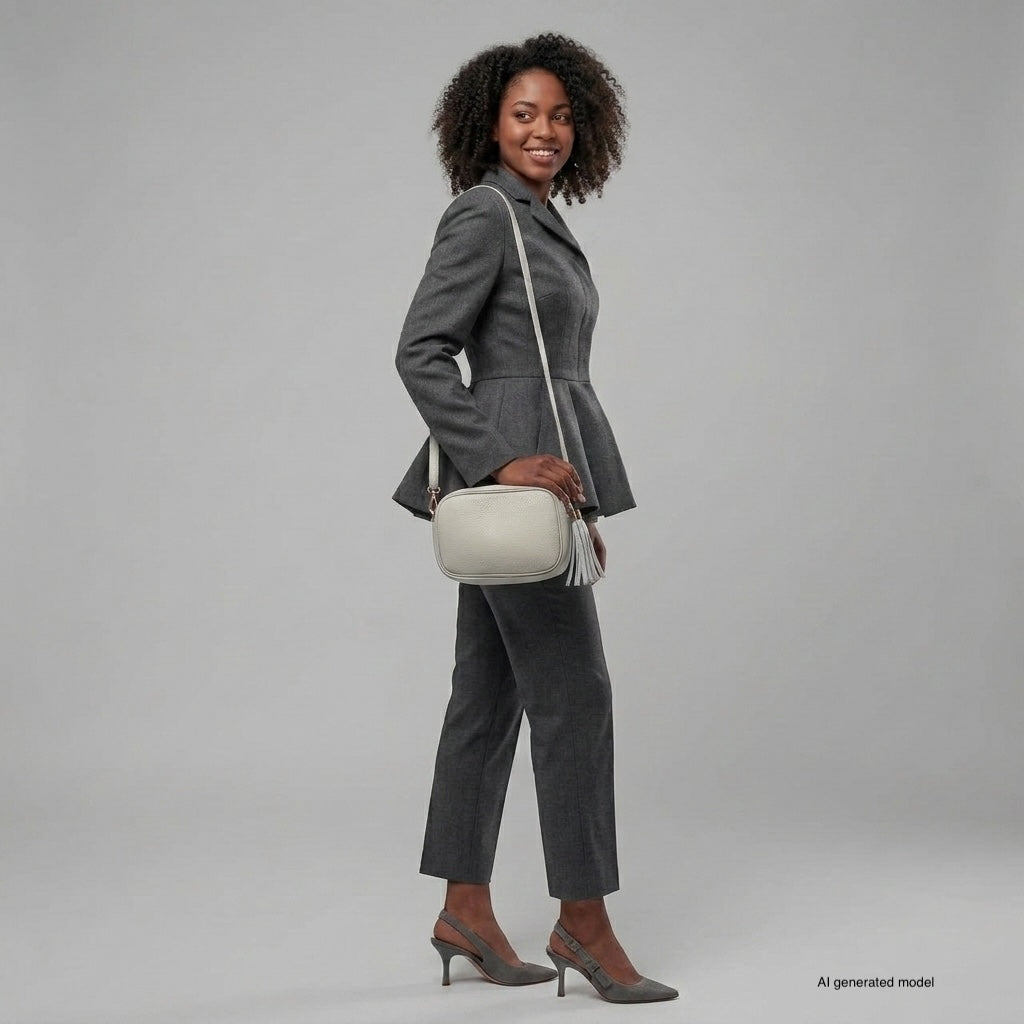 Italian Genuine Pebbled Calf Leather Crossbody Bag