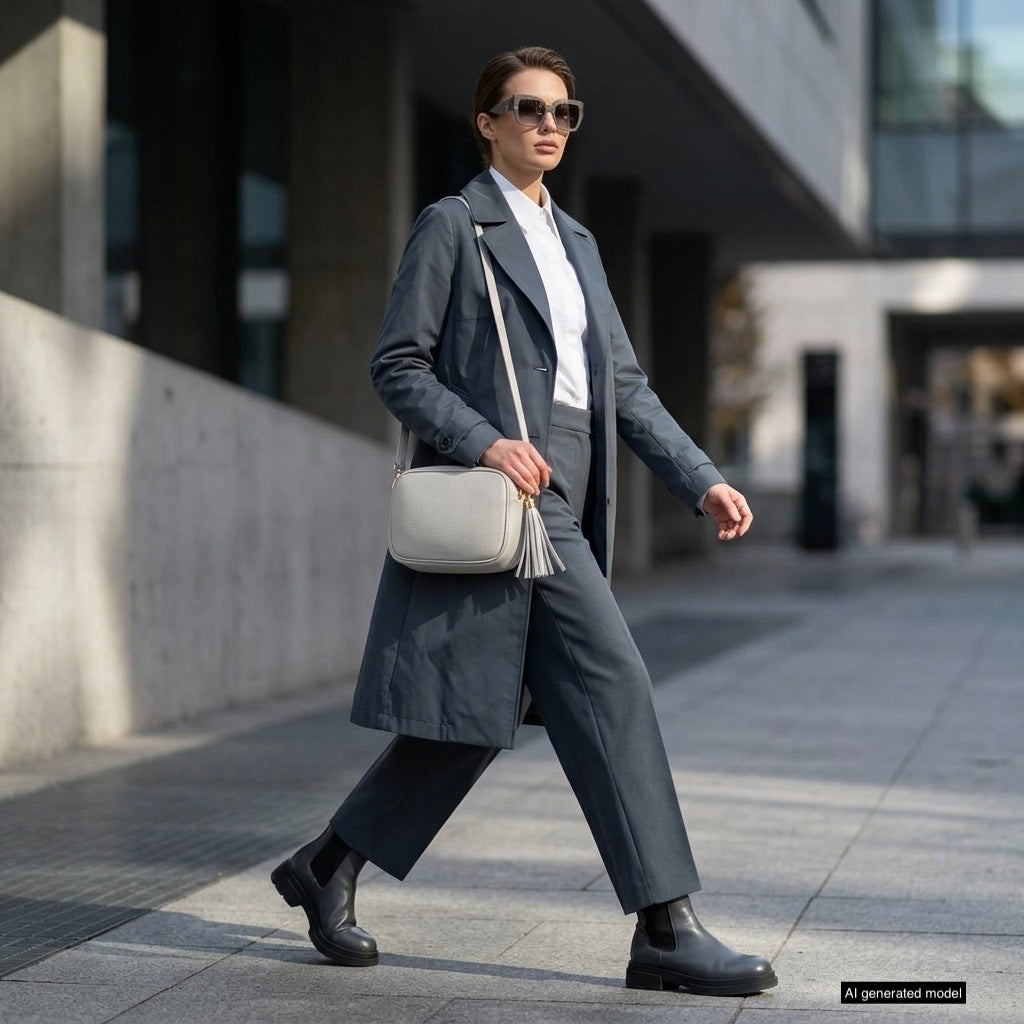 Italian Genuine Pebbled Calf Leather Crossbody Bag