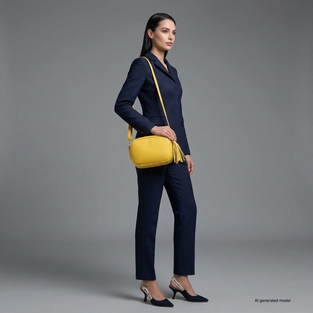 Italian Genuine Pebbled Calf Leather Crossbody Bag