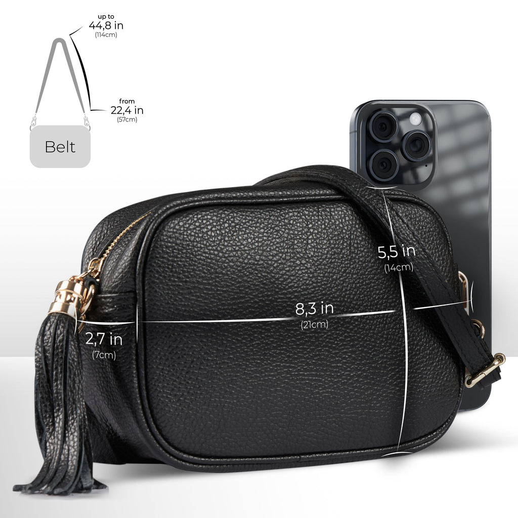 Italian Genuine Pebbled Calf Leather Crossbody Bag
