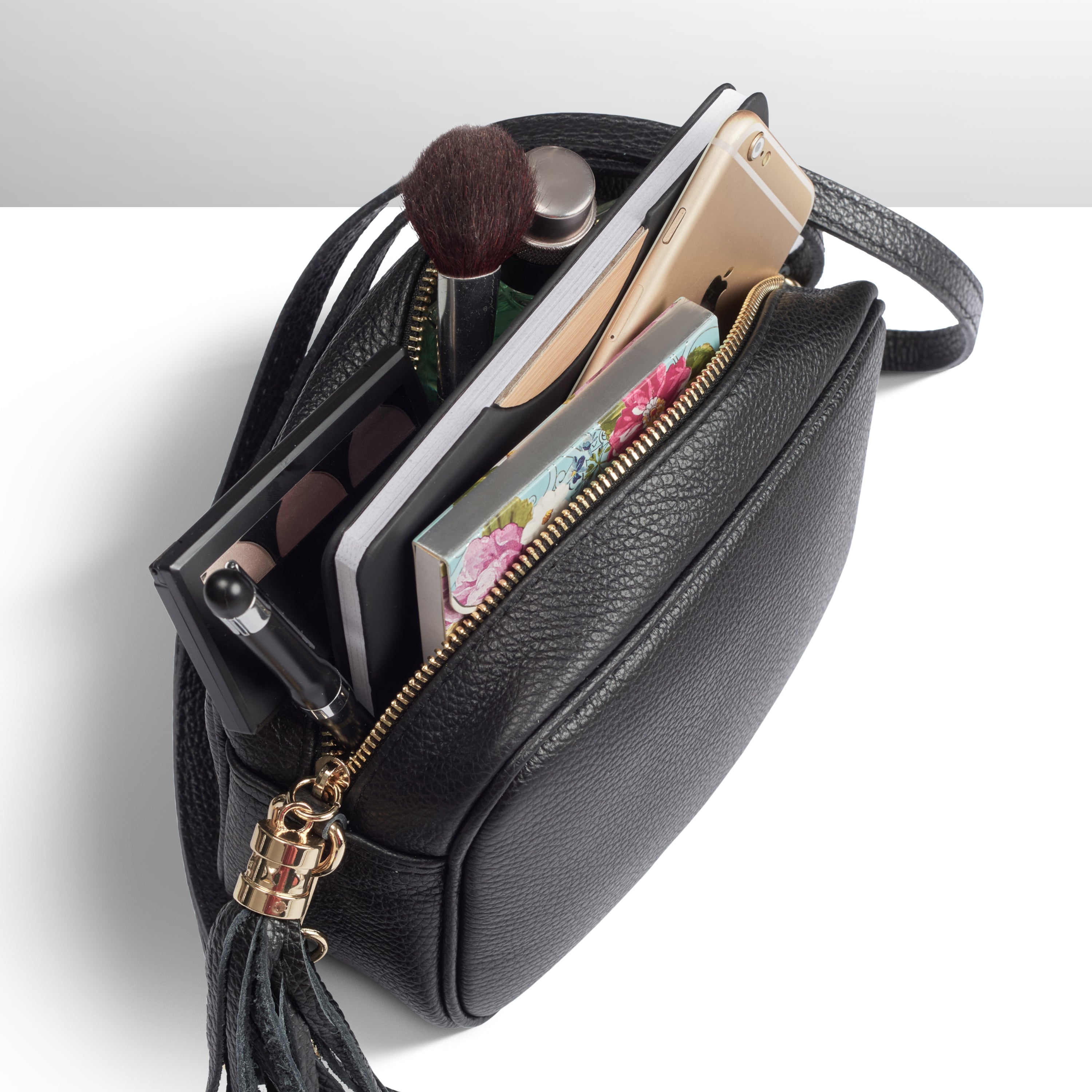 Italian Genuine Pebbled Calf Leather Crossbody Bag
