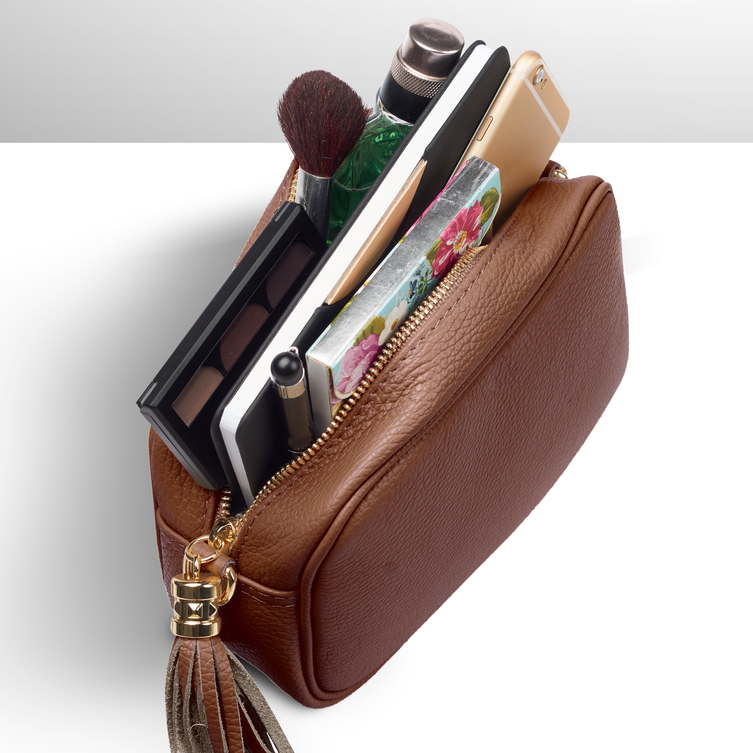 Italian Genuine Pebbled Calf Leather Crossbody Bag