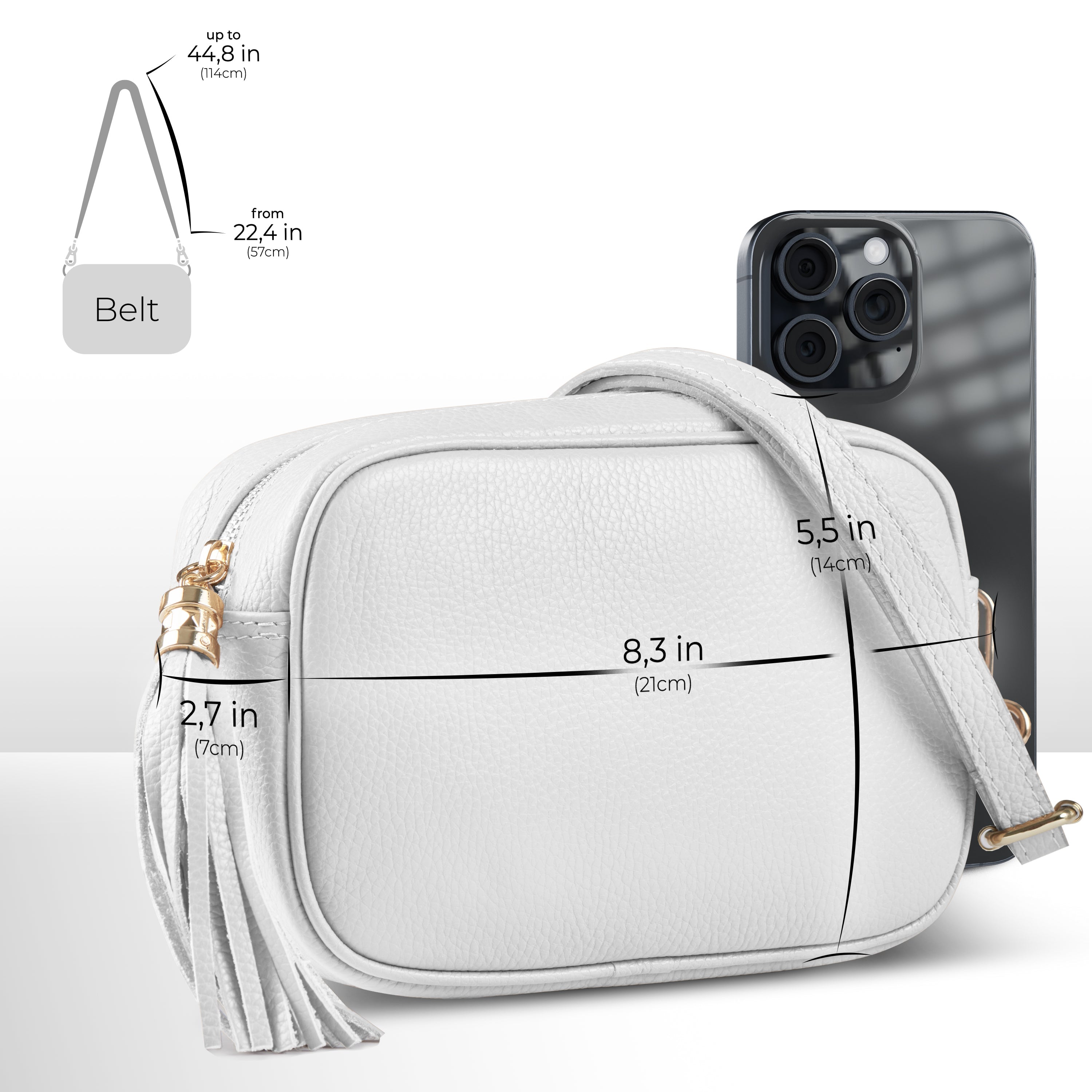 Italian Genuine Pebbled Calf Leather Crossbody Bag