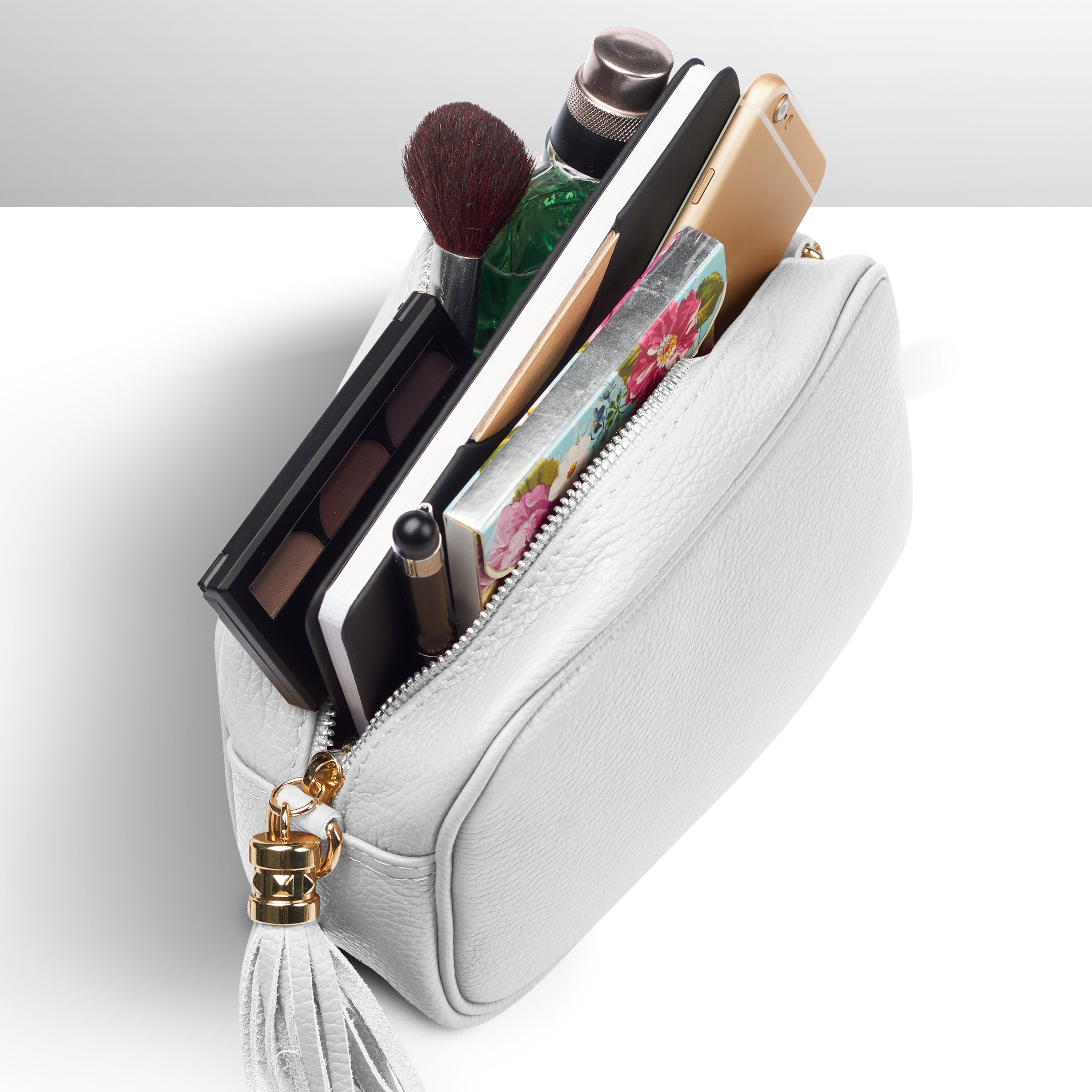 Italian Genuine Pebbled Calf Leather Crossbody Bag