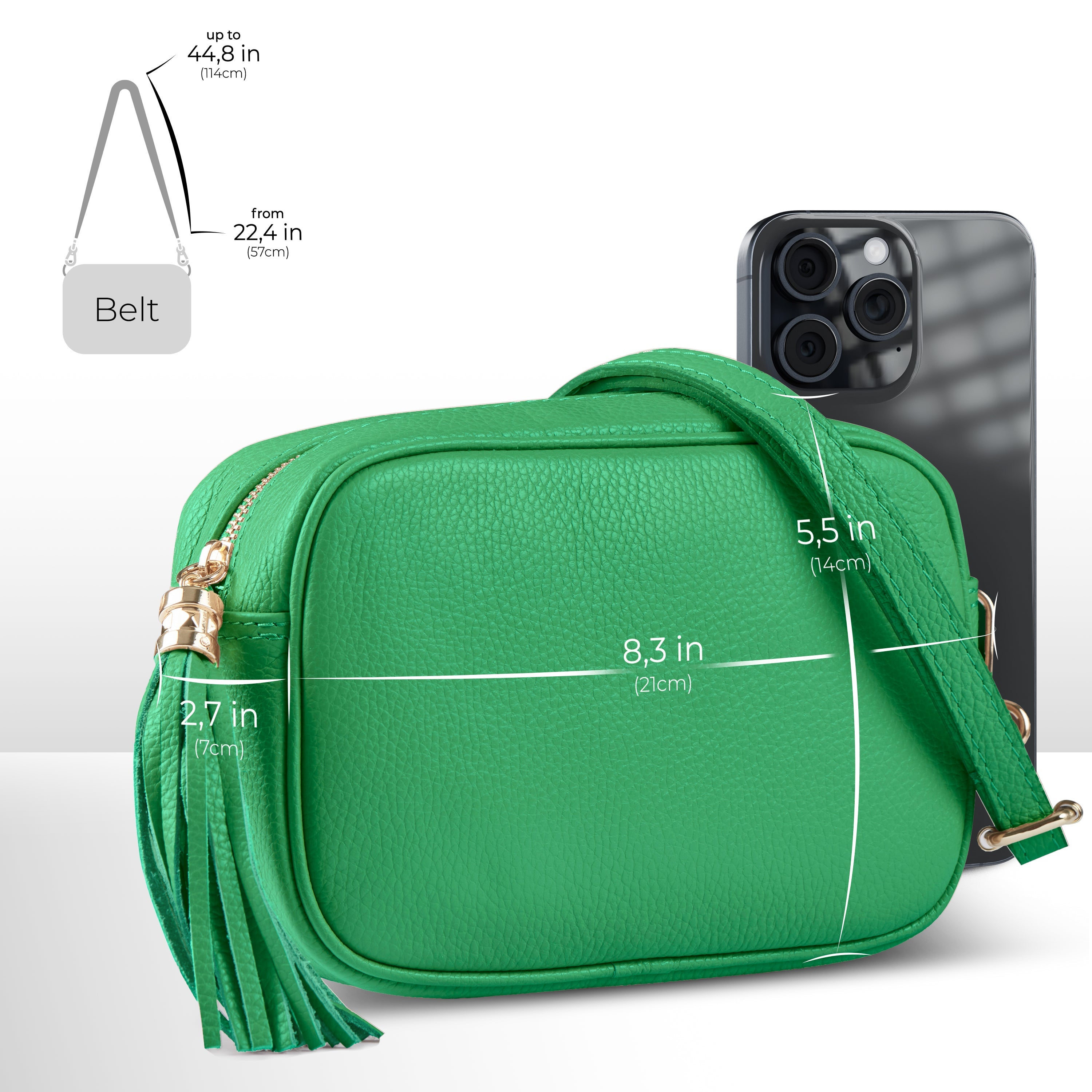 Italian Genuine Pebbled Calf Leather Crossbody Bag
