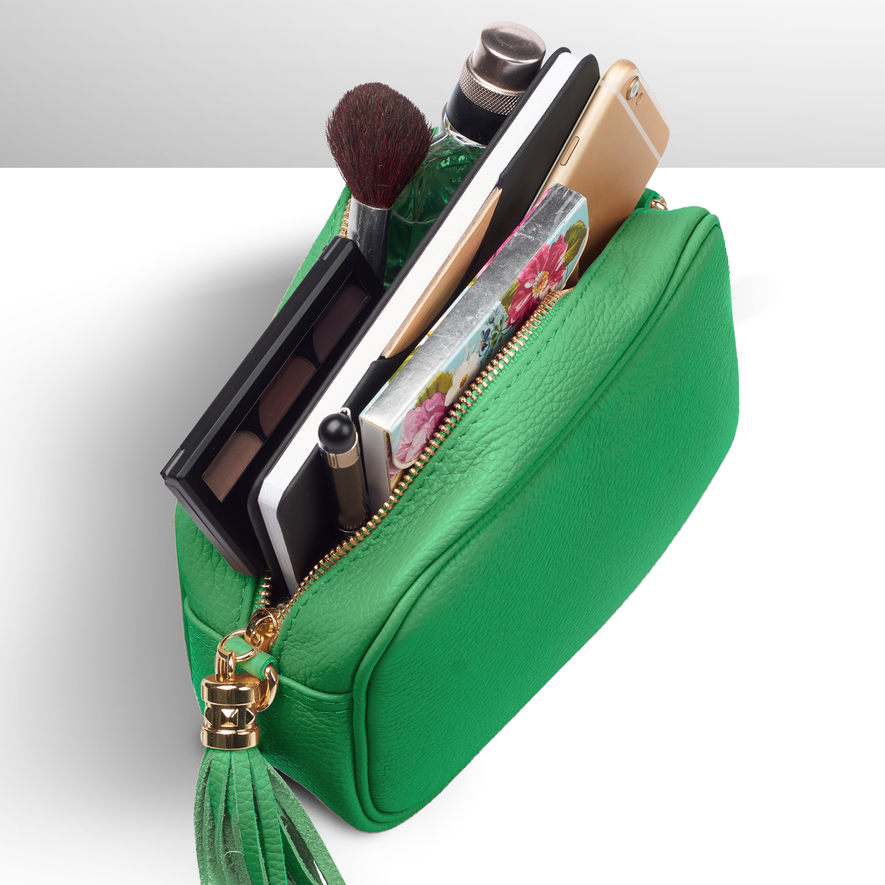 Italian Genuine Pebbled Calf Leather Crossbody Bag