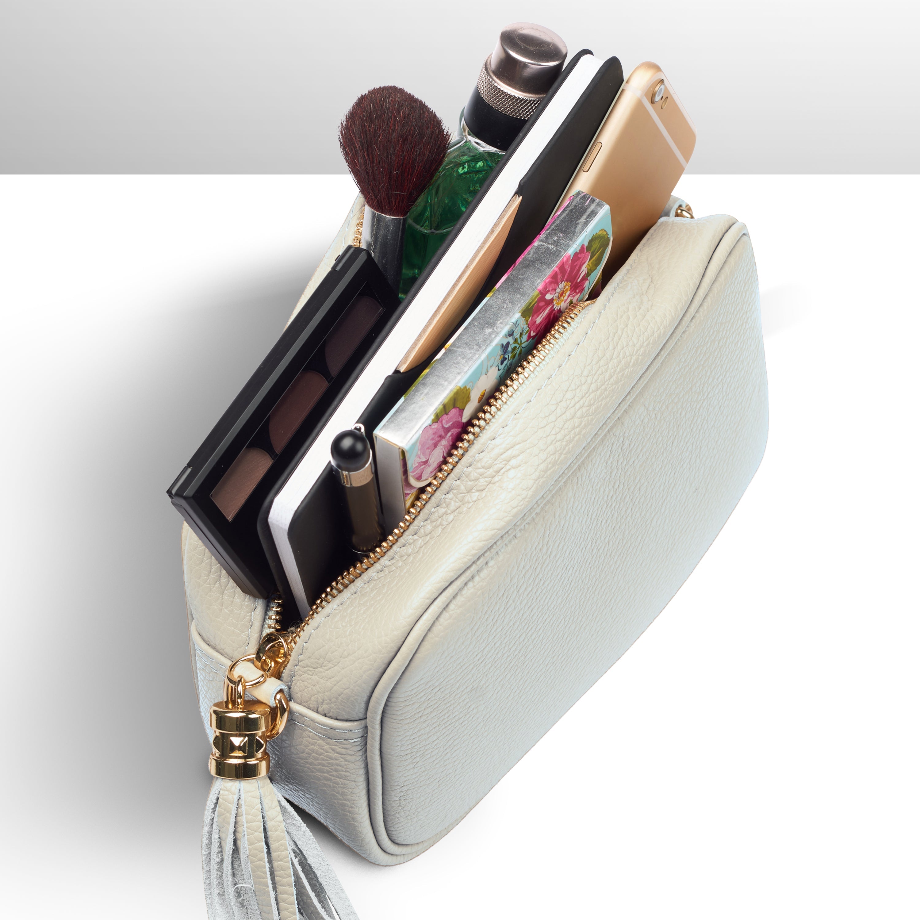 Italian Genuine Pebbled Calf Leather Crossbody Bag