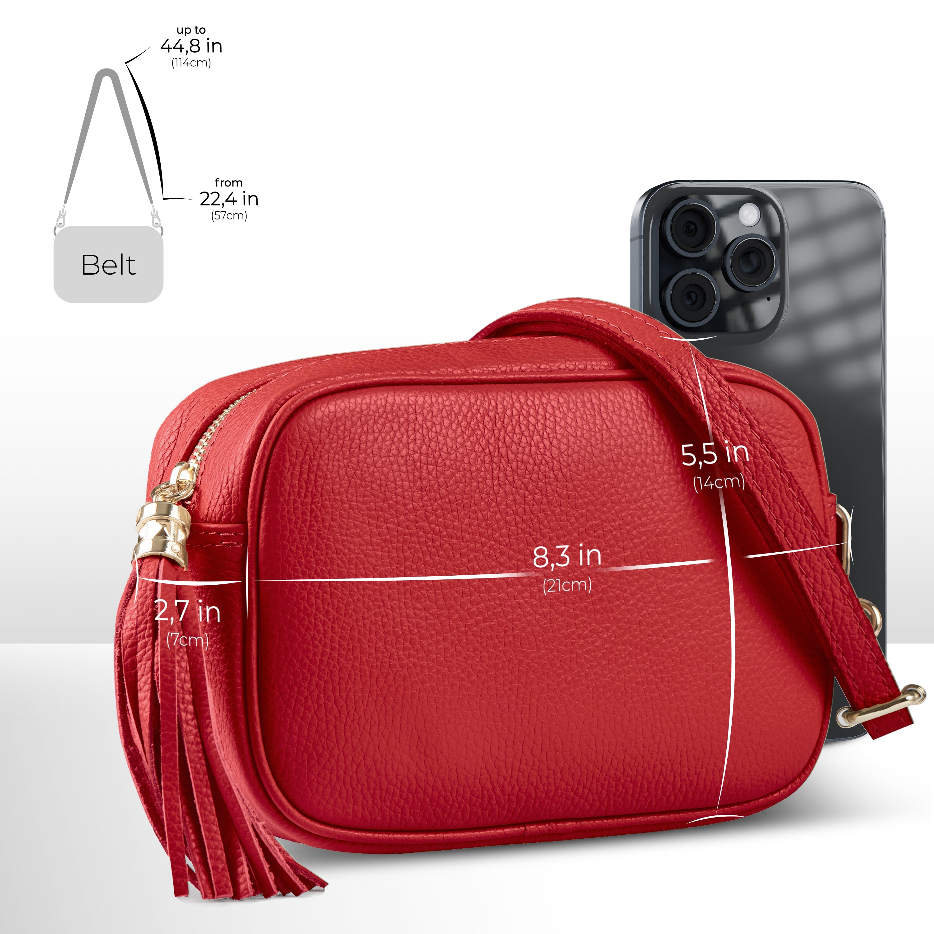 Italian Genuine Pebbled Calf Leather Crossbody Bag