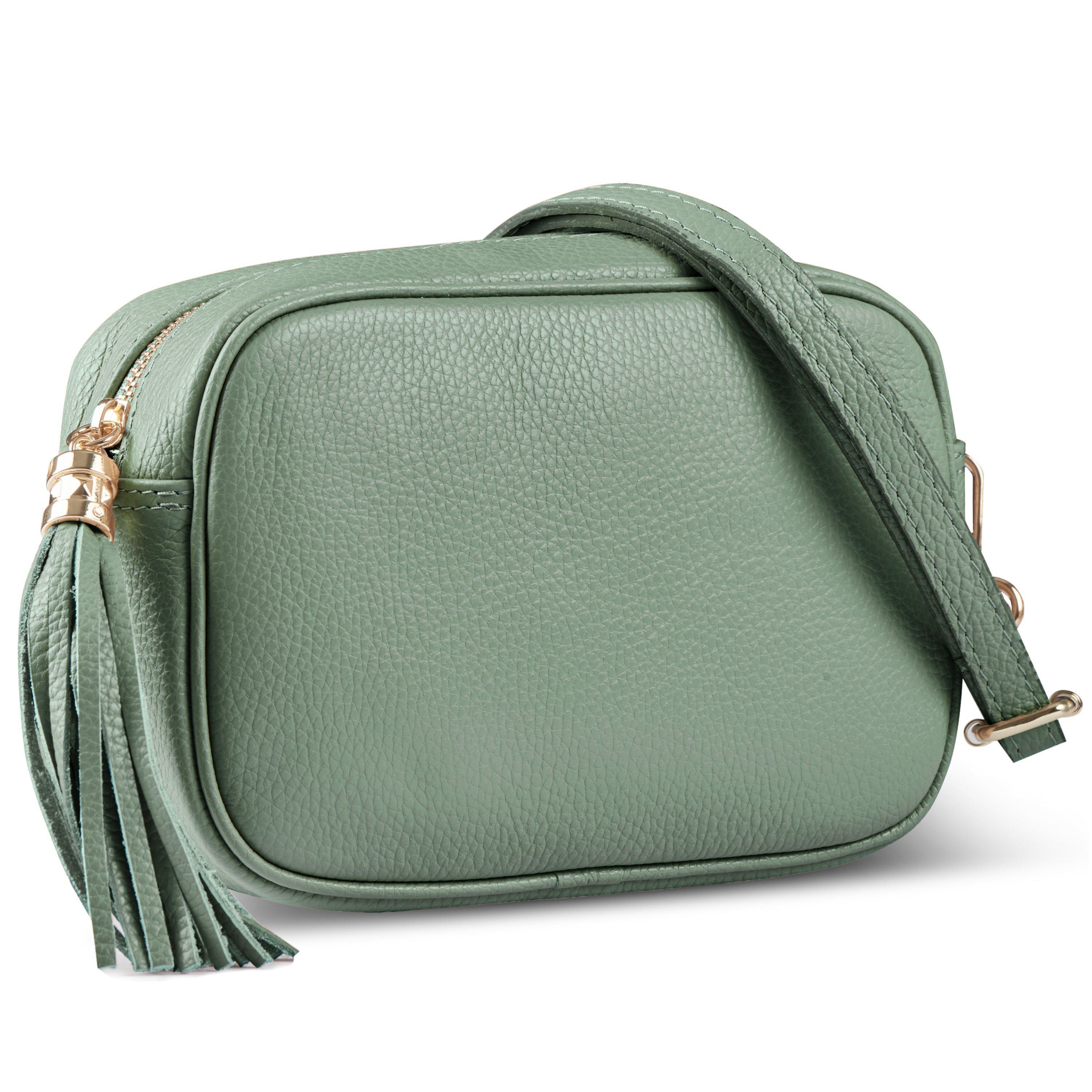Italian Genuine Pebbled Calf Leather Crossbody Bag