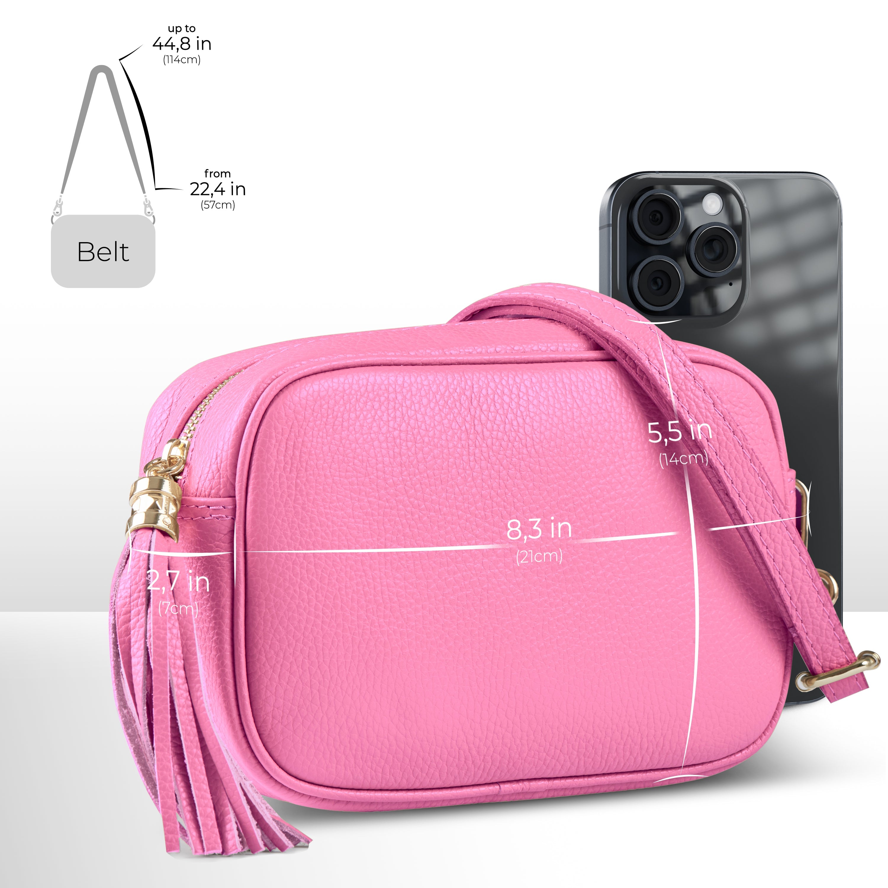 Italian Genuine Pebbled Calf Leather Crossbody Bag
