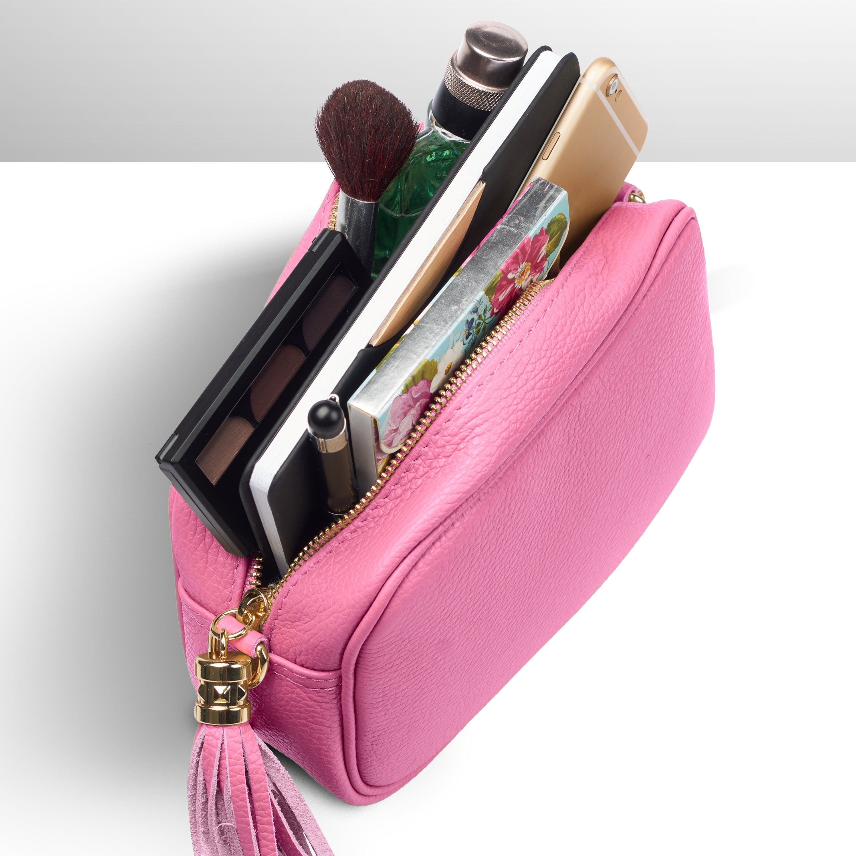 Italian Genuine Pebbled Calf Leather Crossbody Bag