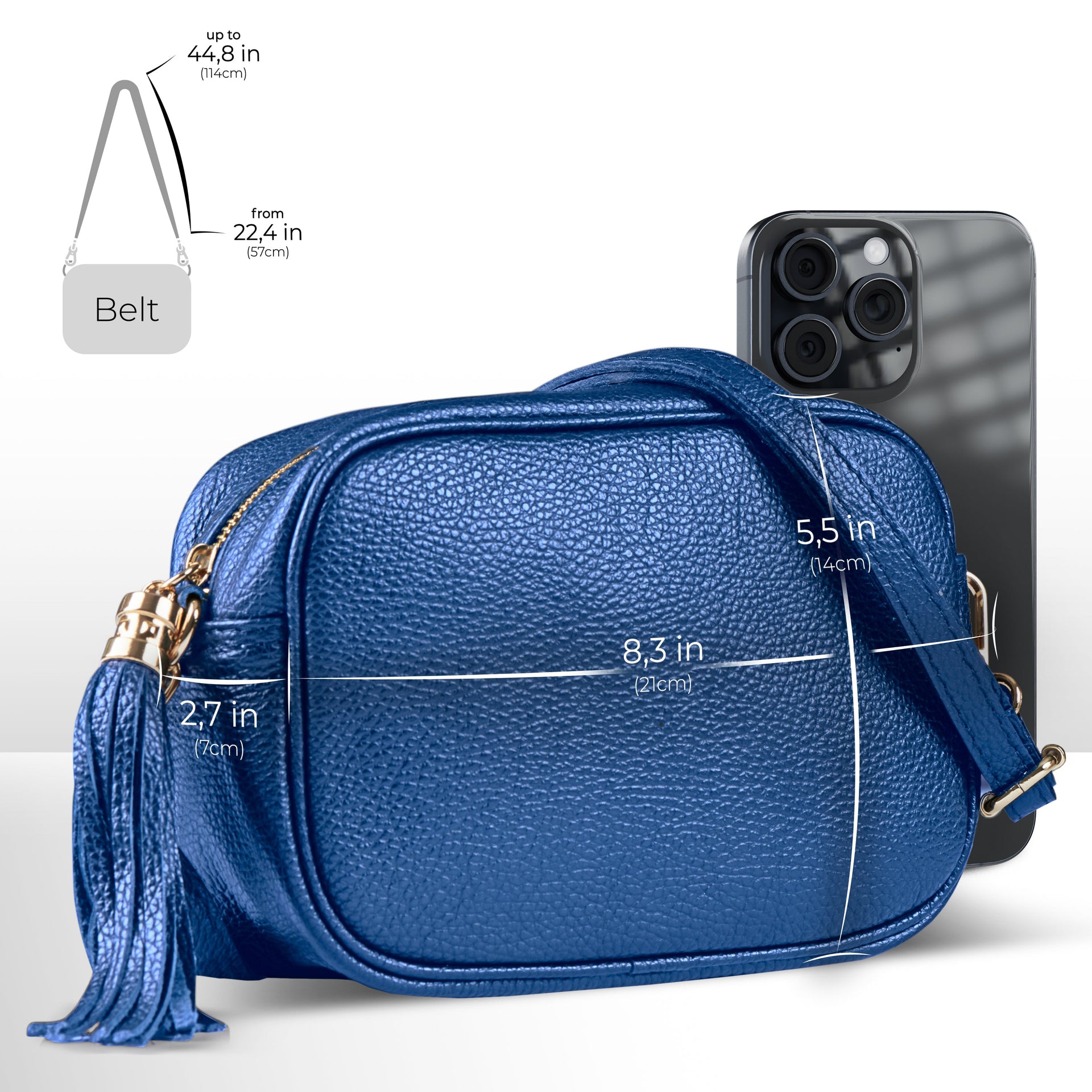 Italian Genuine Pebbled Calf Leather Crossbody Bag