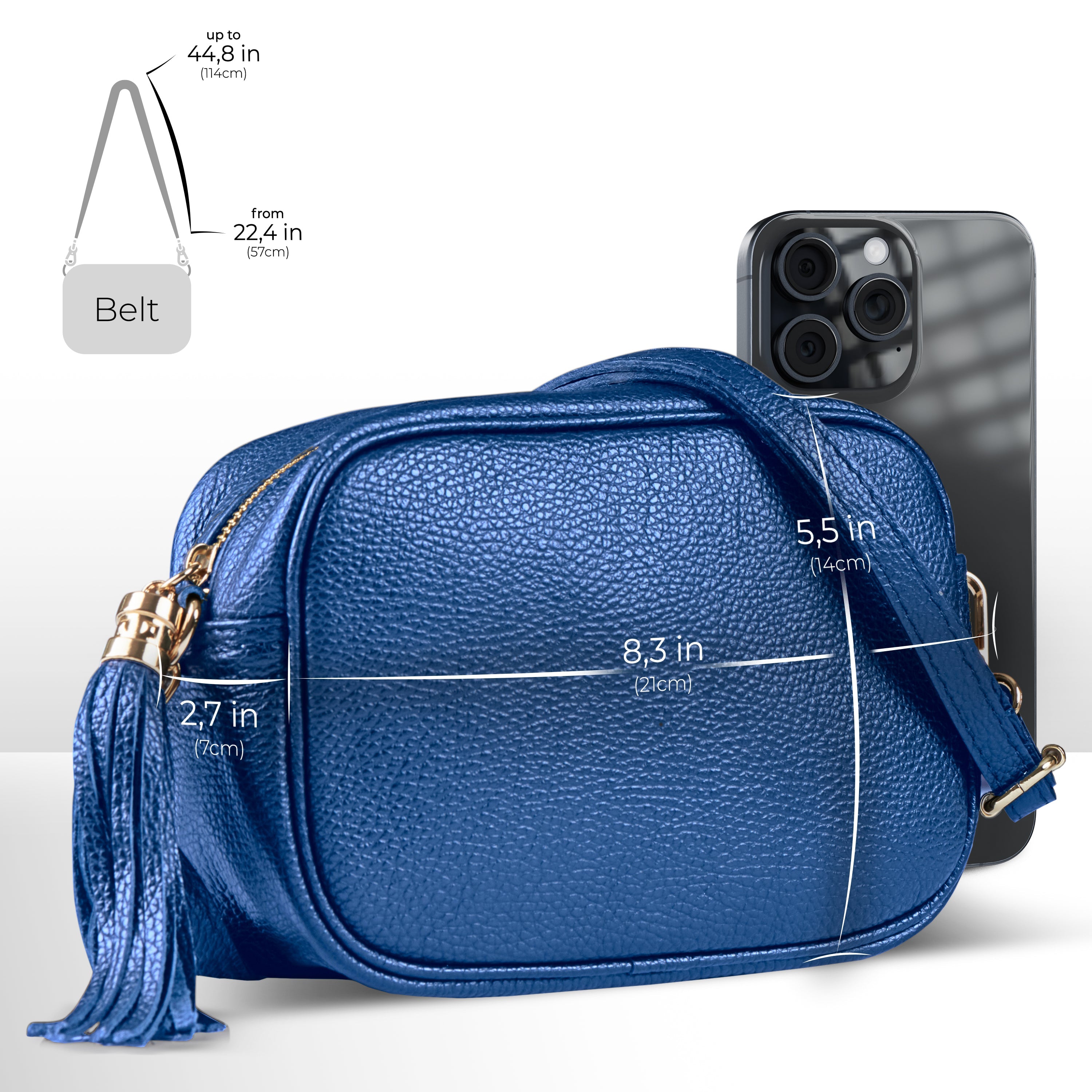 Italian Genuine Pebbled Calf Leather Crossbody Bag