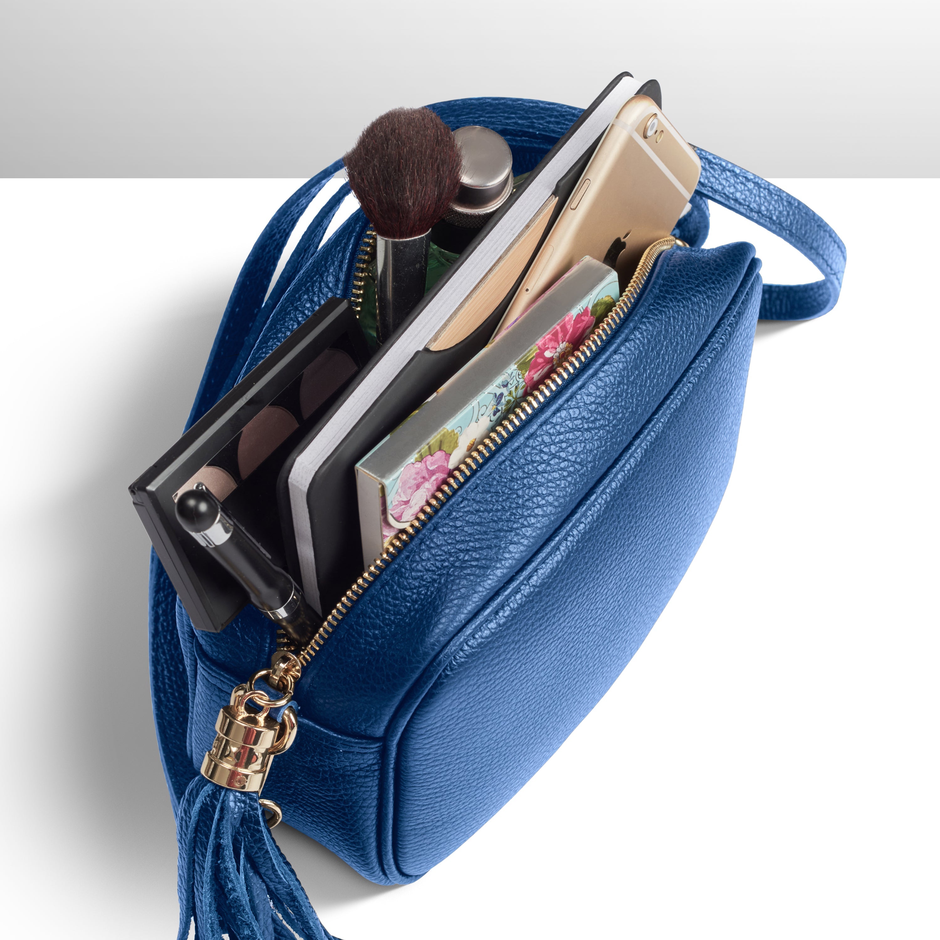 Italian Genuine Pebbled Calf Leather Crossbody Bag