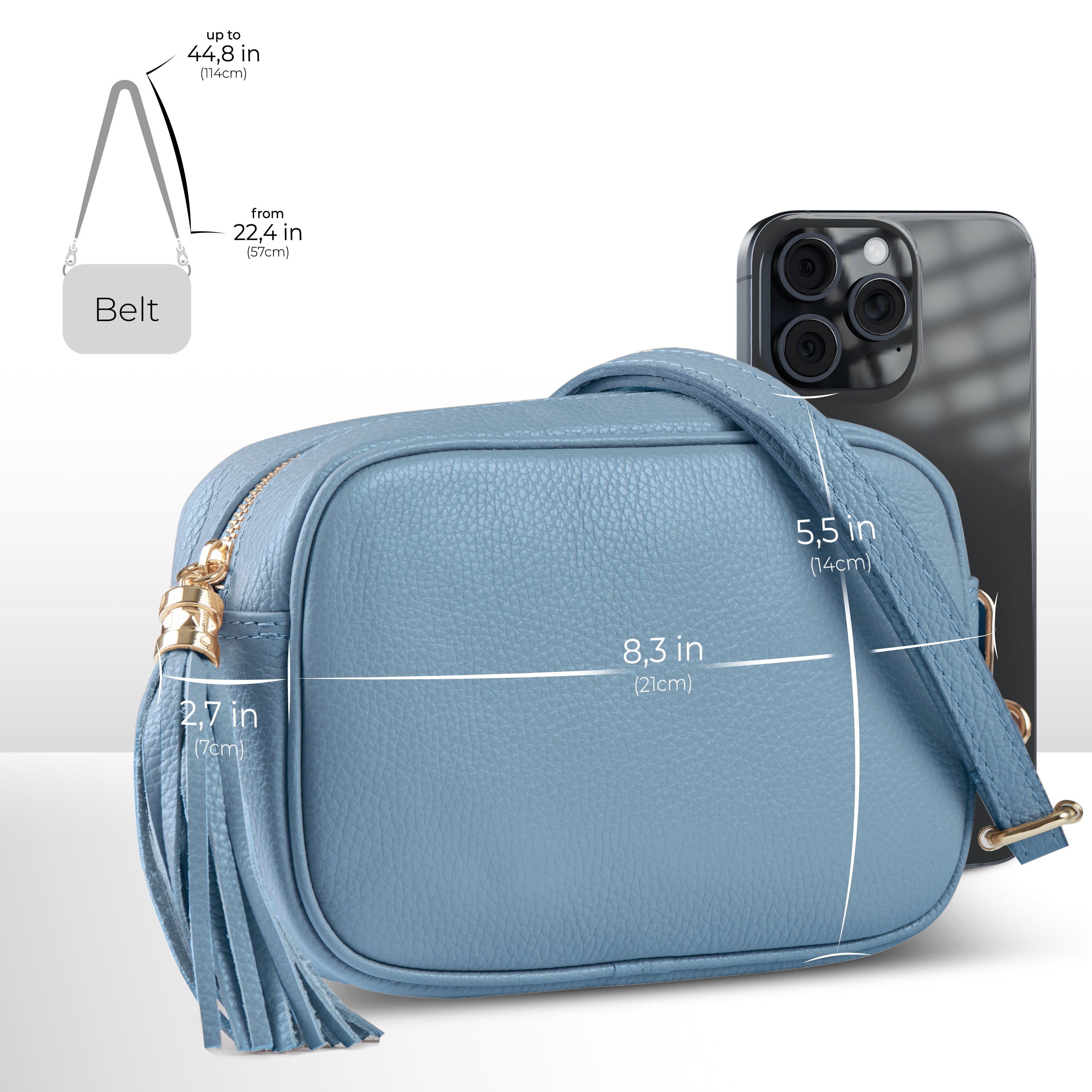 Italian Genuine Pebbled Calf Leather Crossbody Bag