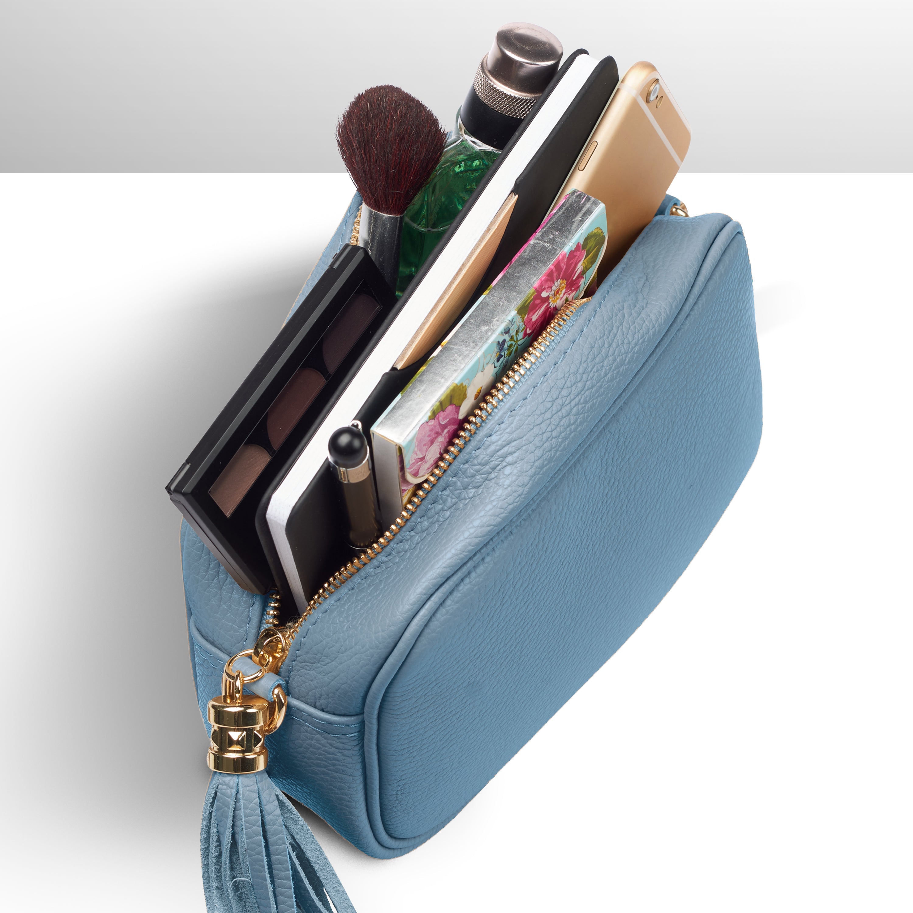 Italian Genuine Pebbled Calf Leather Crossbody Bag