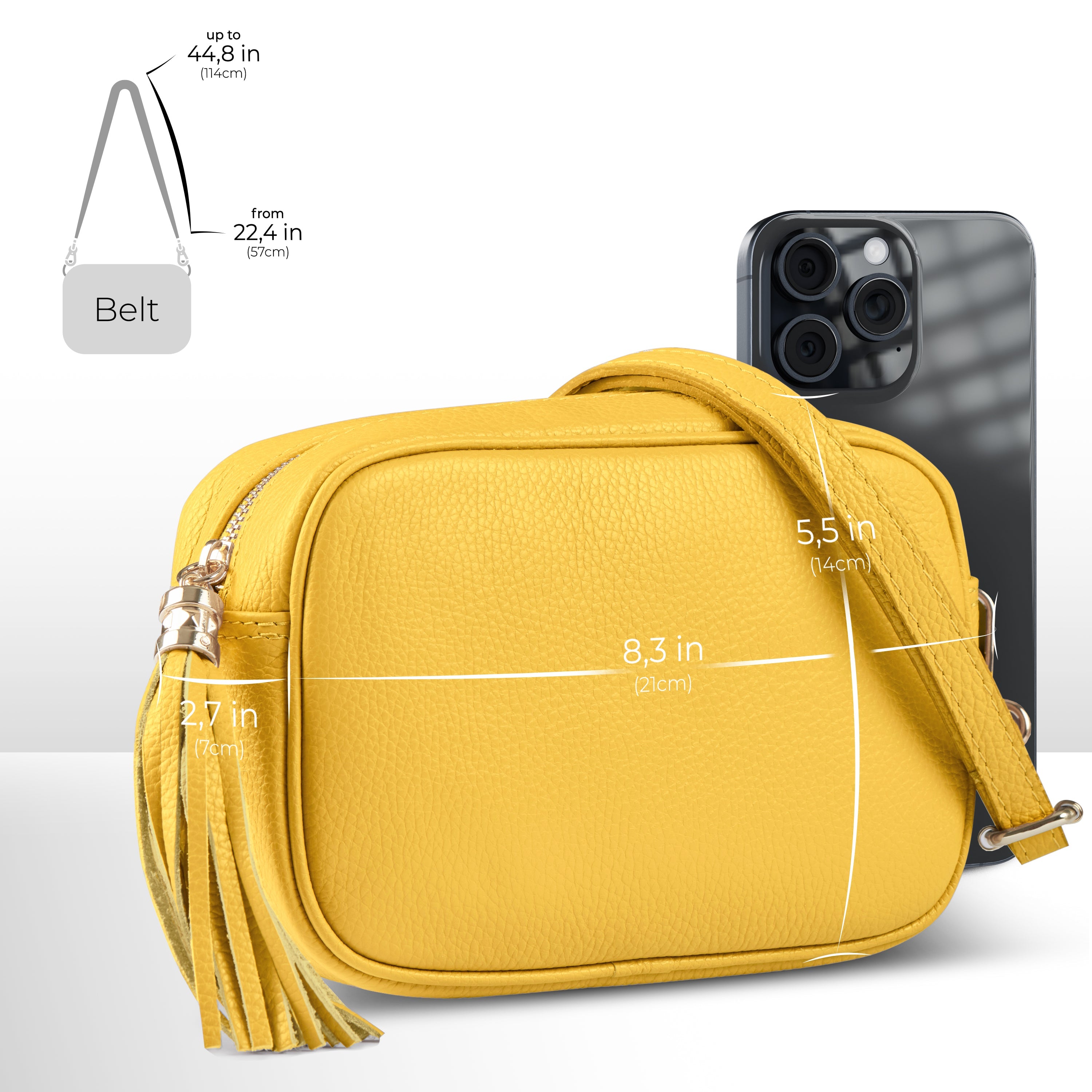 Italian Genuine Pebbled Calf Leather Crossbody Bag