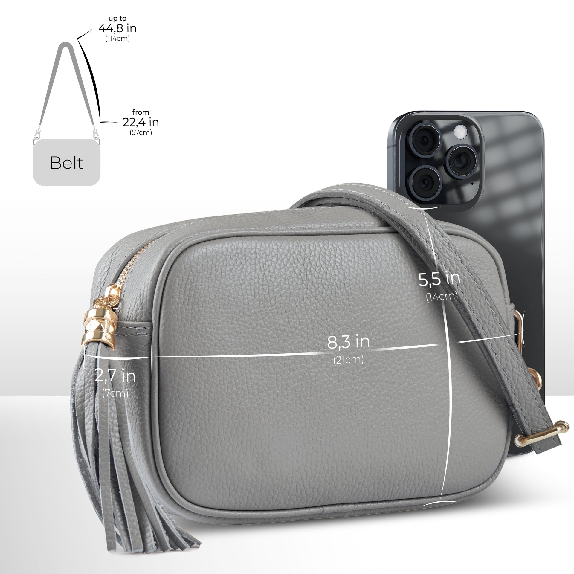 Italian Genuine Pebbled Calf Leather Crossbody Bag