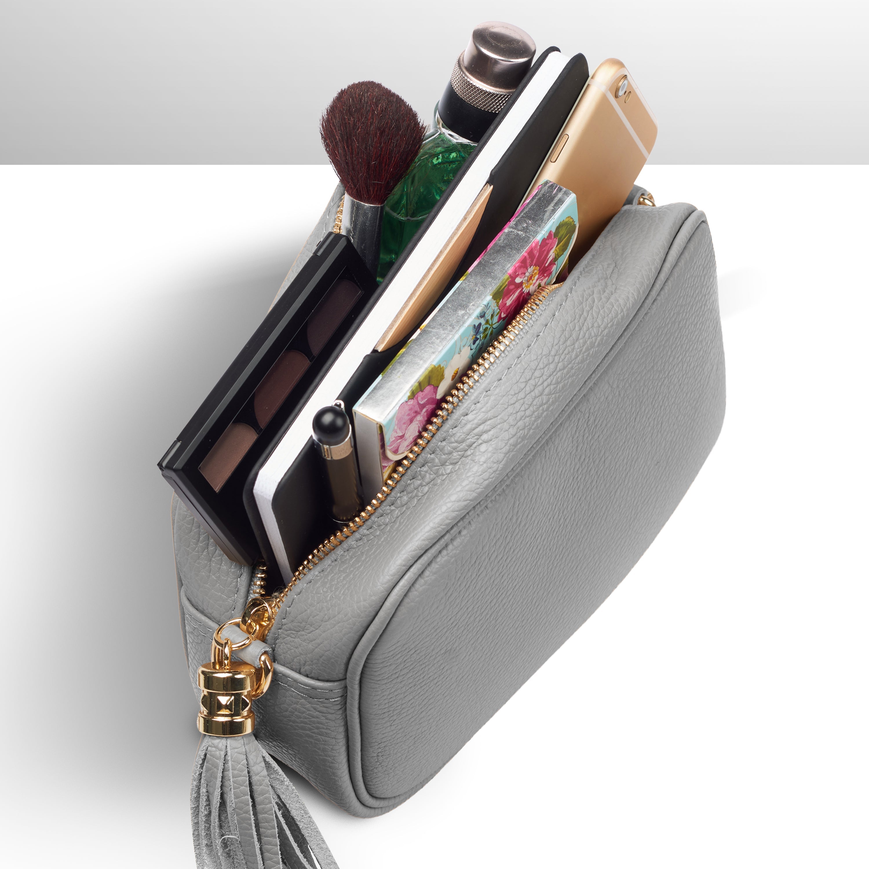 Italian Genuine Pebbled Calf Leather Crossbody Bag