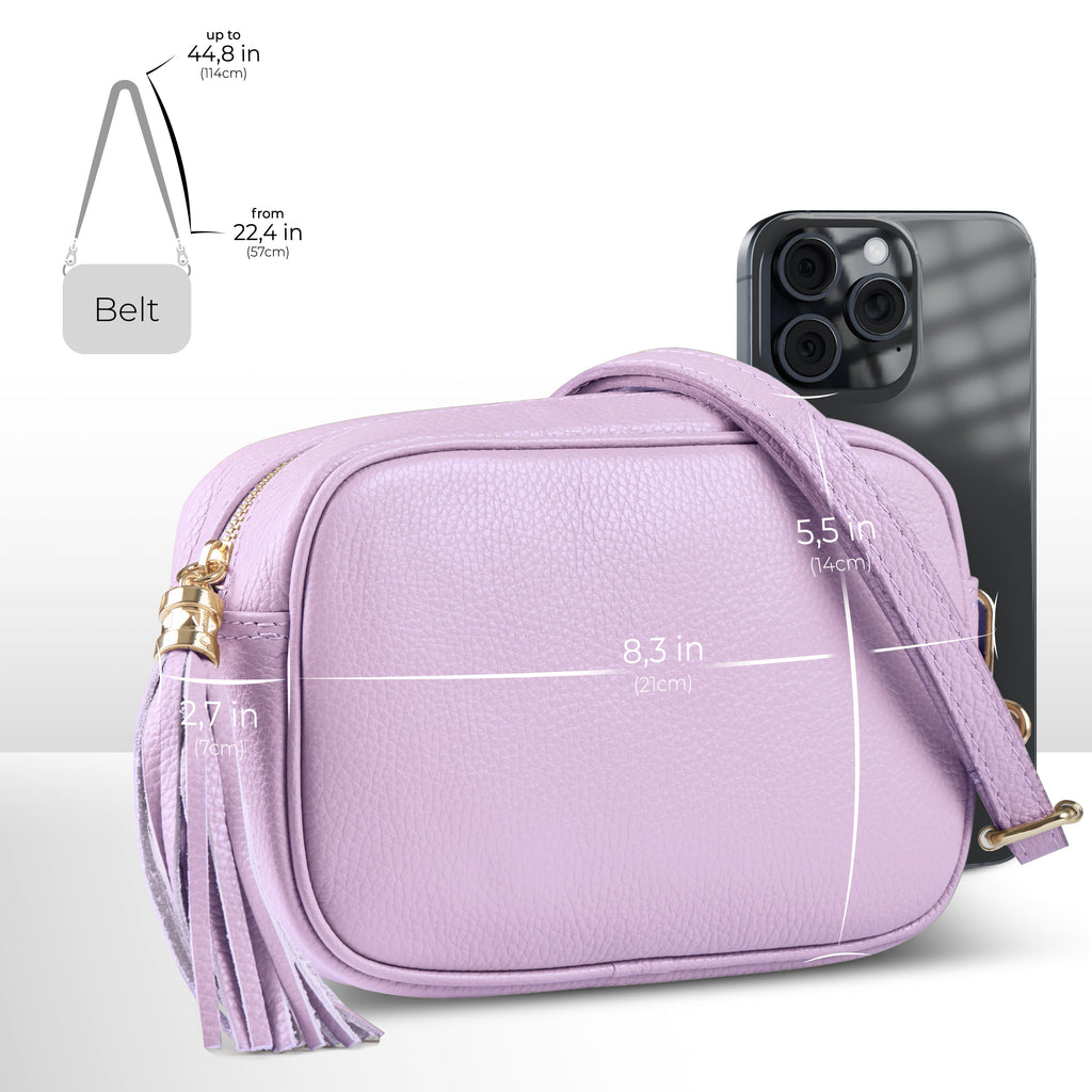 Italian Genuine Pebbled Calf Leather Crossbody Bag
