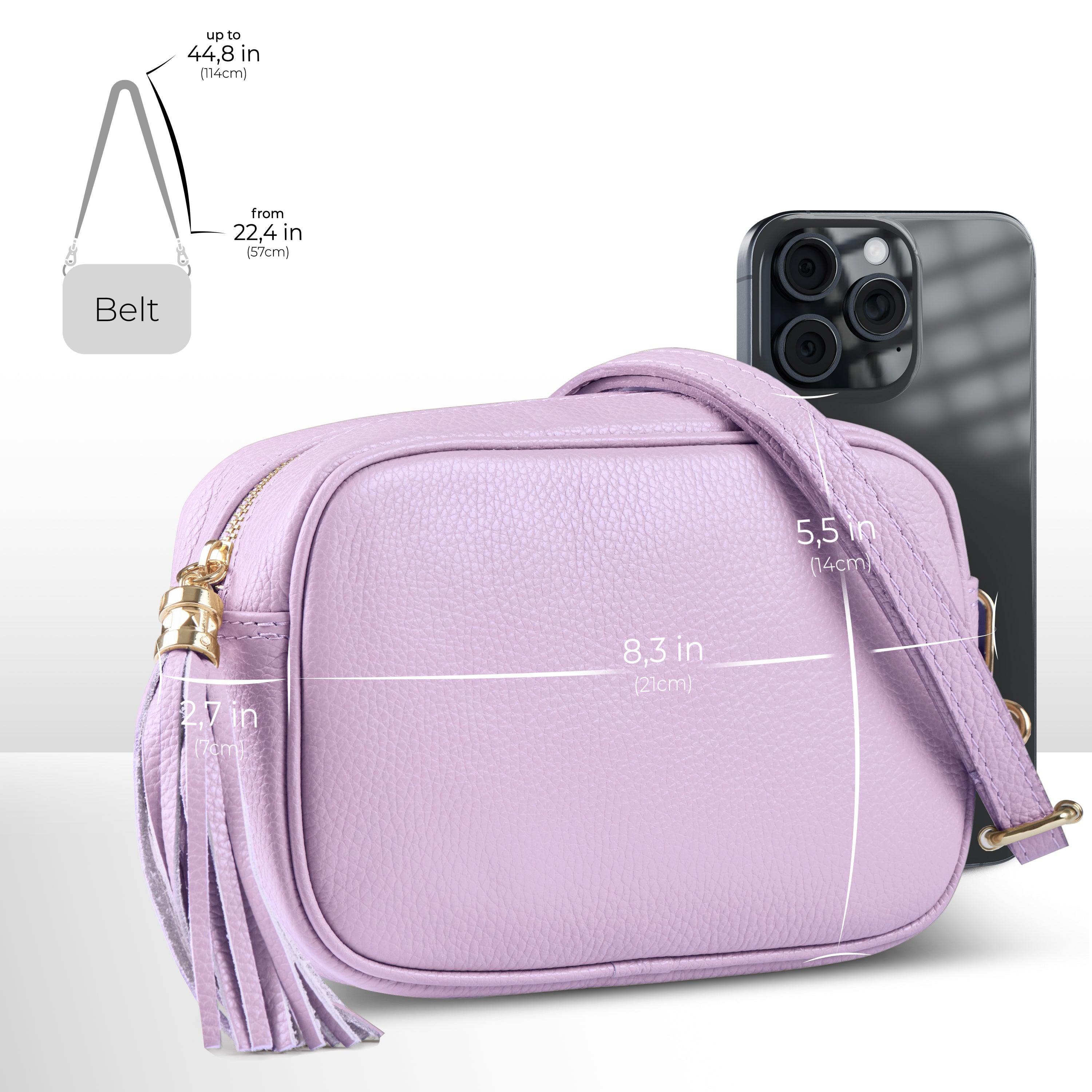 Italian Genuine Pebbled Calf Leather Crossbody Bag