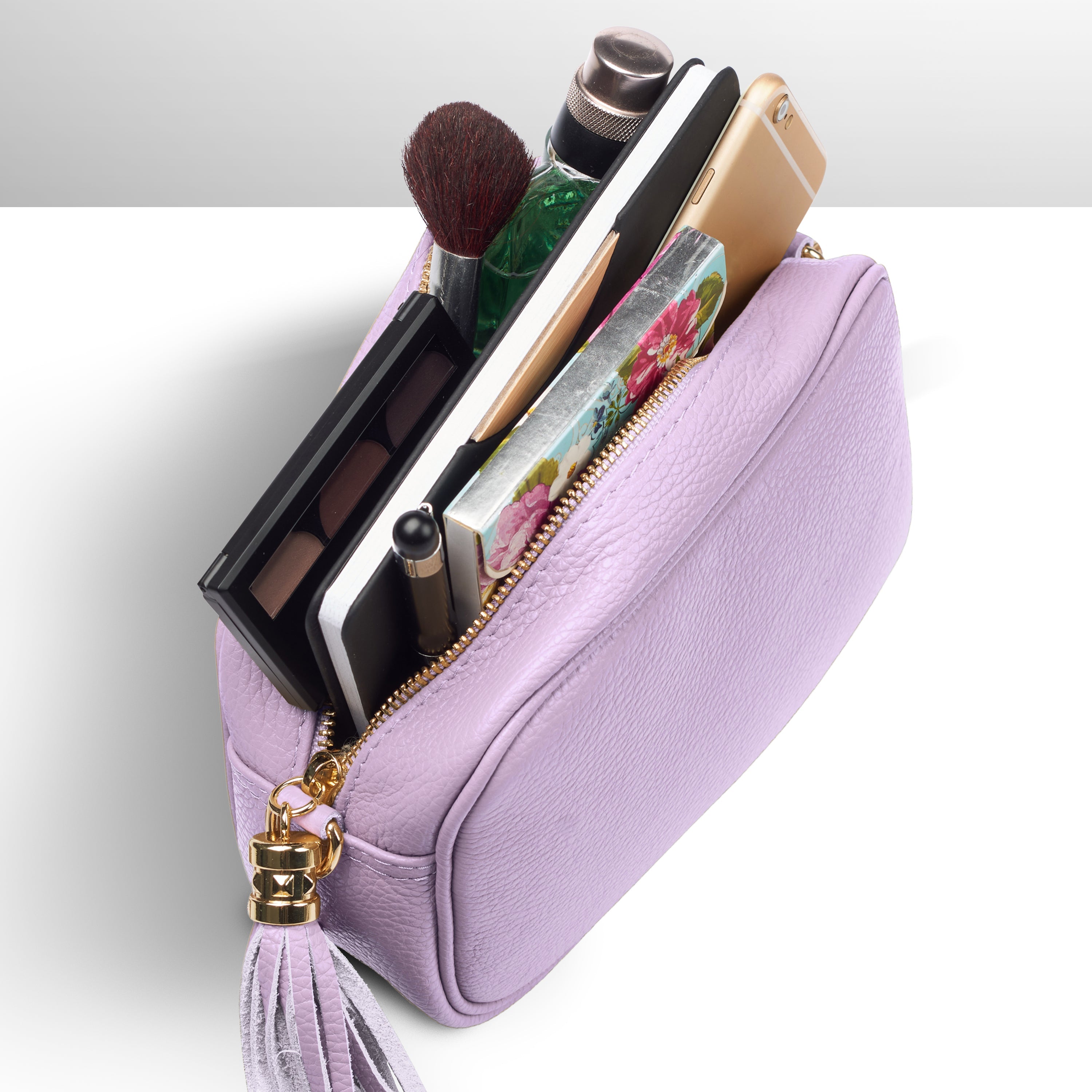 Italian Genuine Pebbled Calf Leather Crossbody Bag