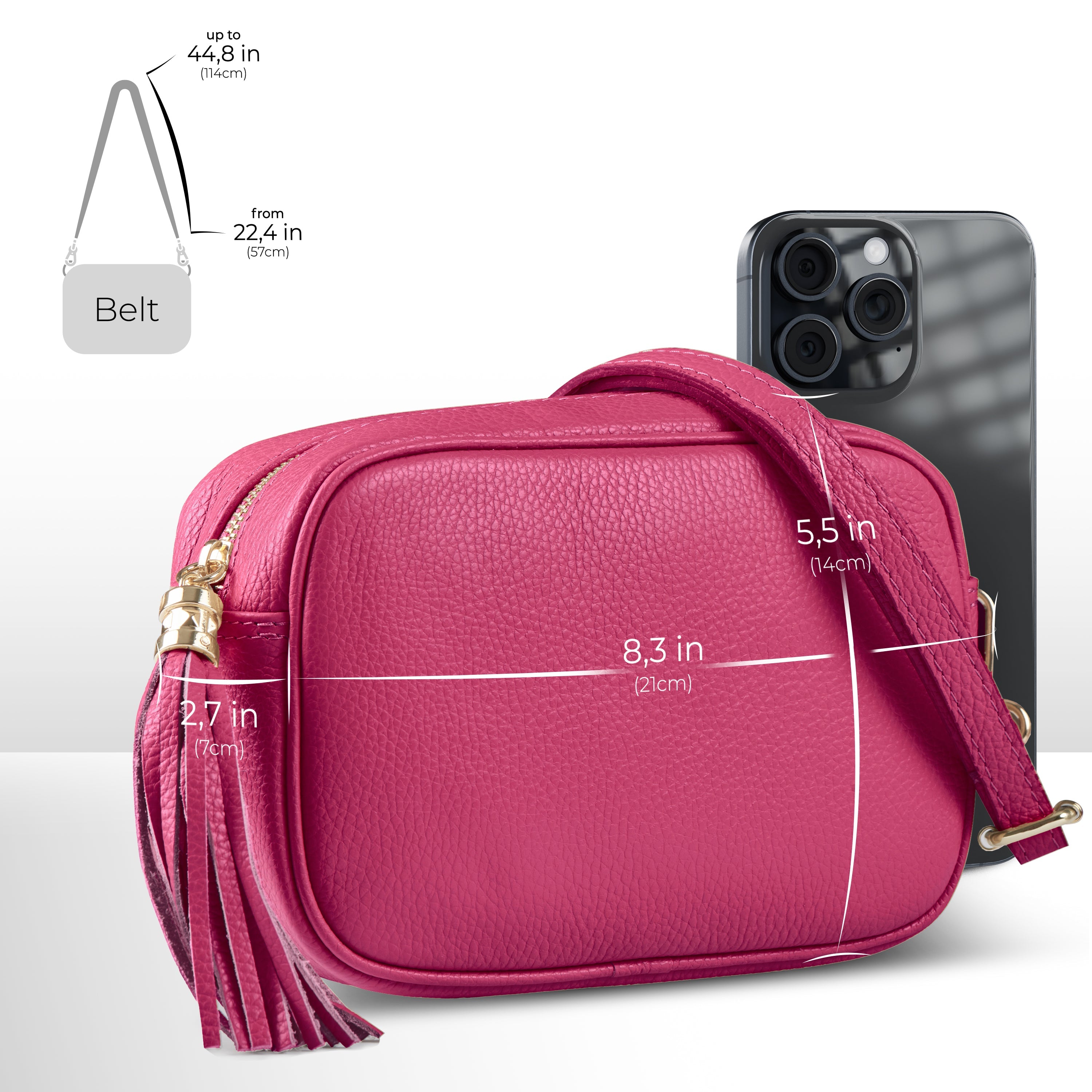 Italian Genuine Pebbled Calf Leather Crossbody Bag