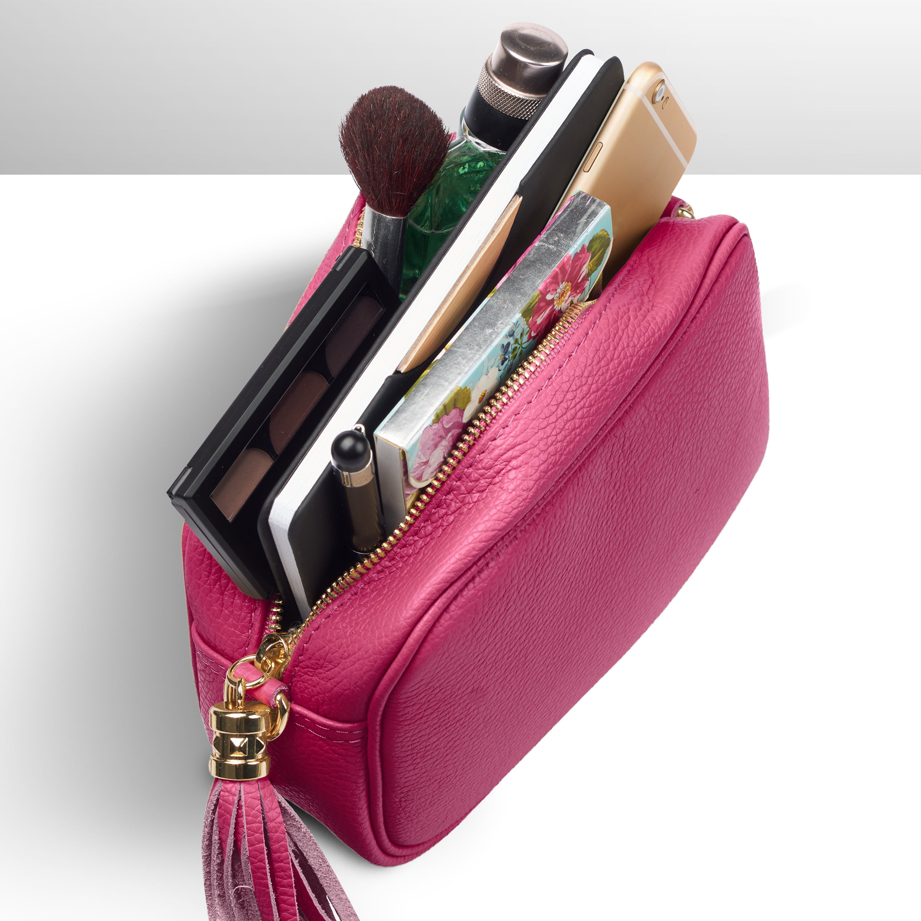 Italian Genuine Pebbled Calf Leather Crossbody Bag