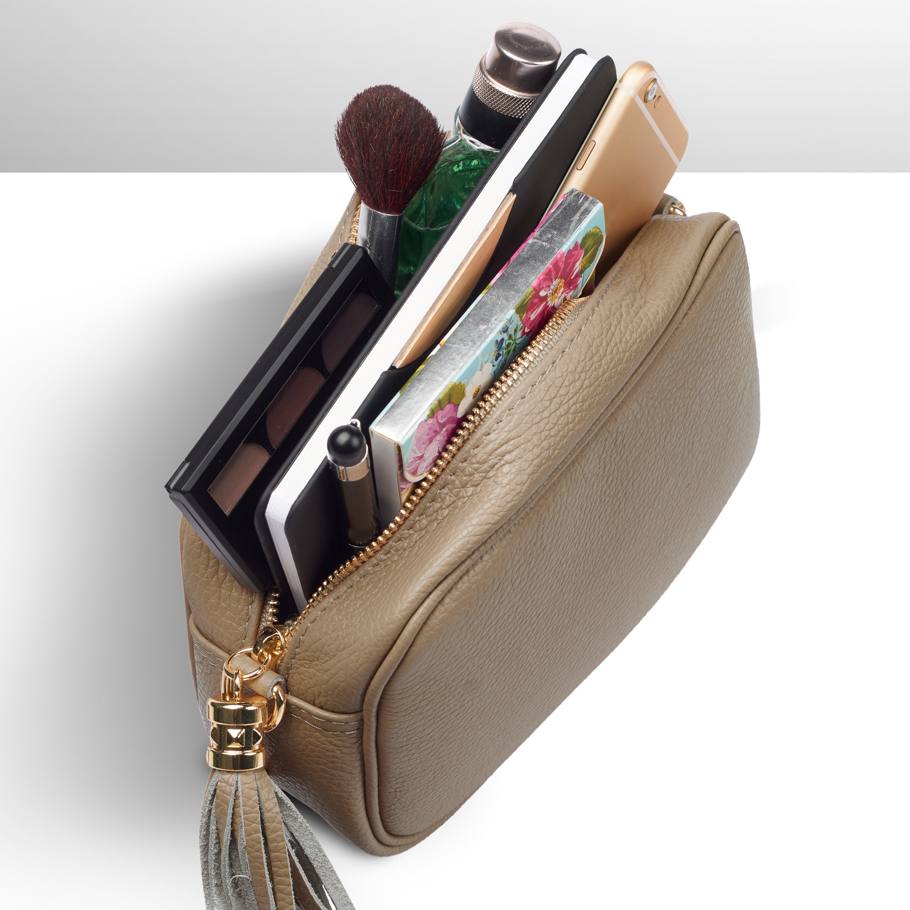 Italian Genuine Pebbled Calf Leather Crossbody Bag
