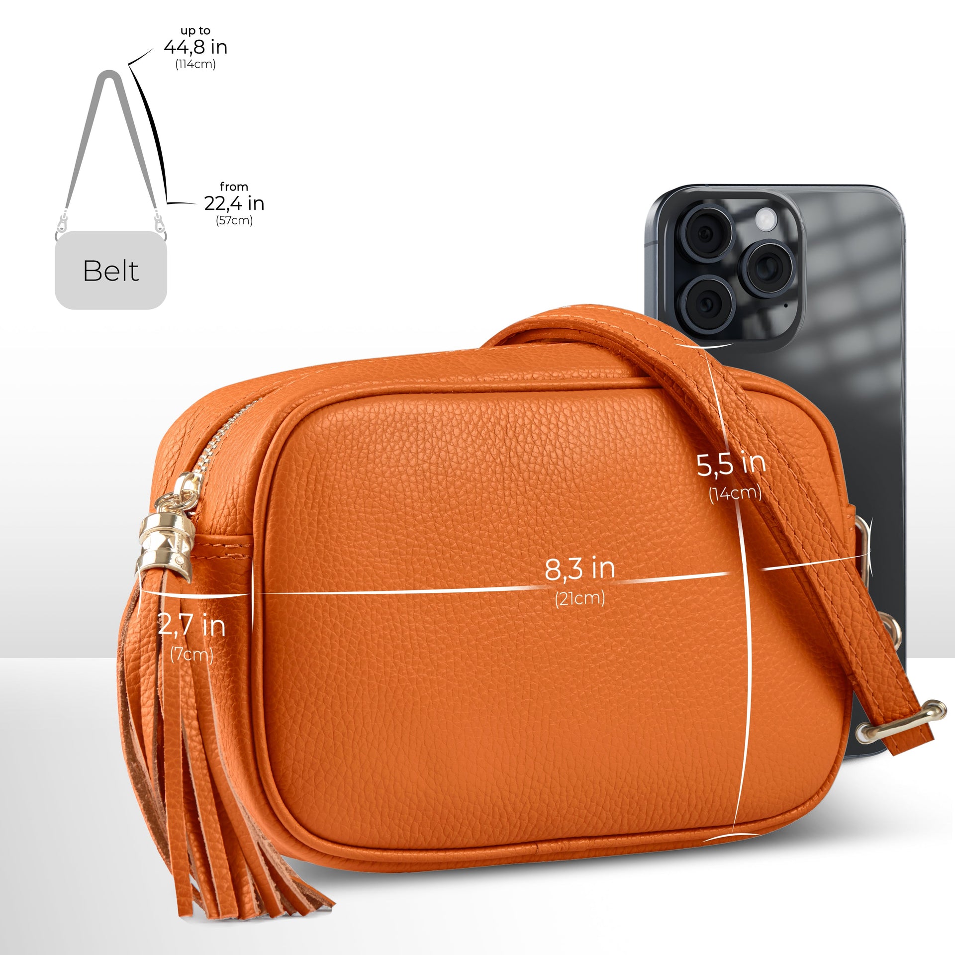 Italian Genuine Pebbled Calf Leather Crossbody Bag