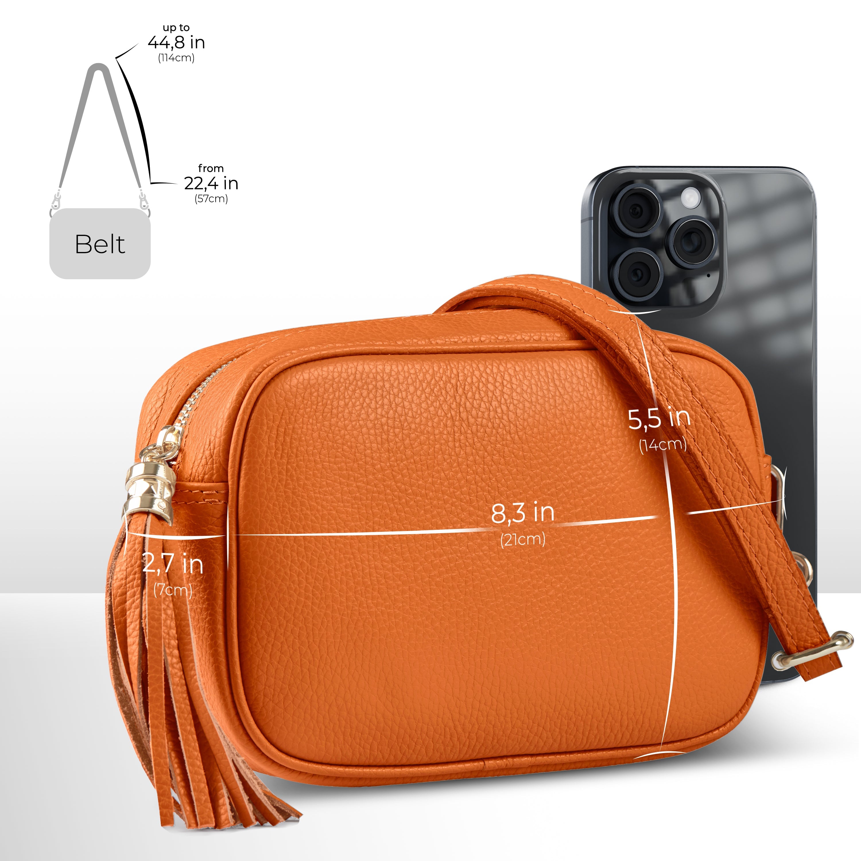 Italian Genuine Pebbled Calf Leather Crossbody Bag