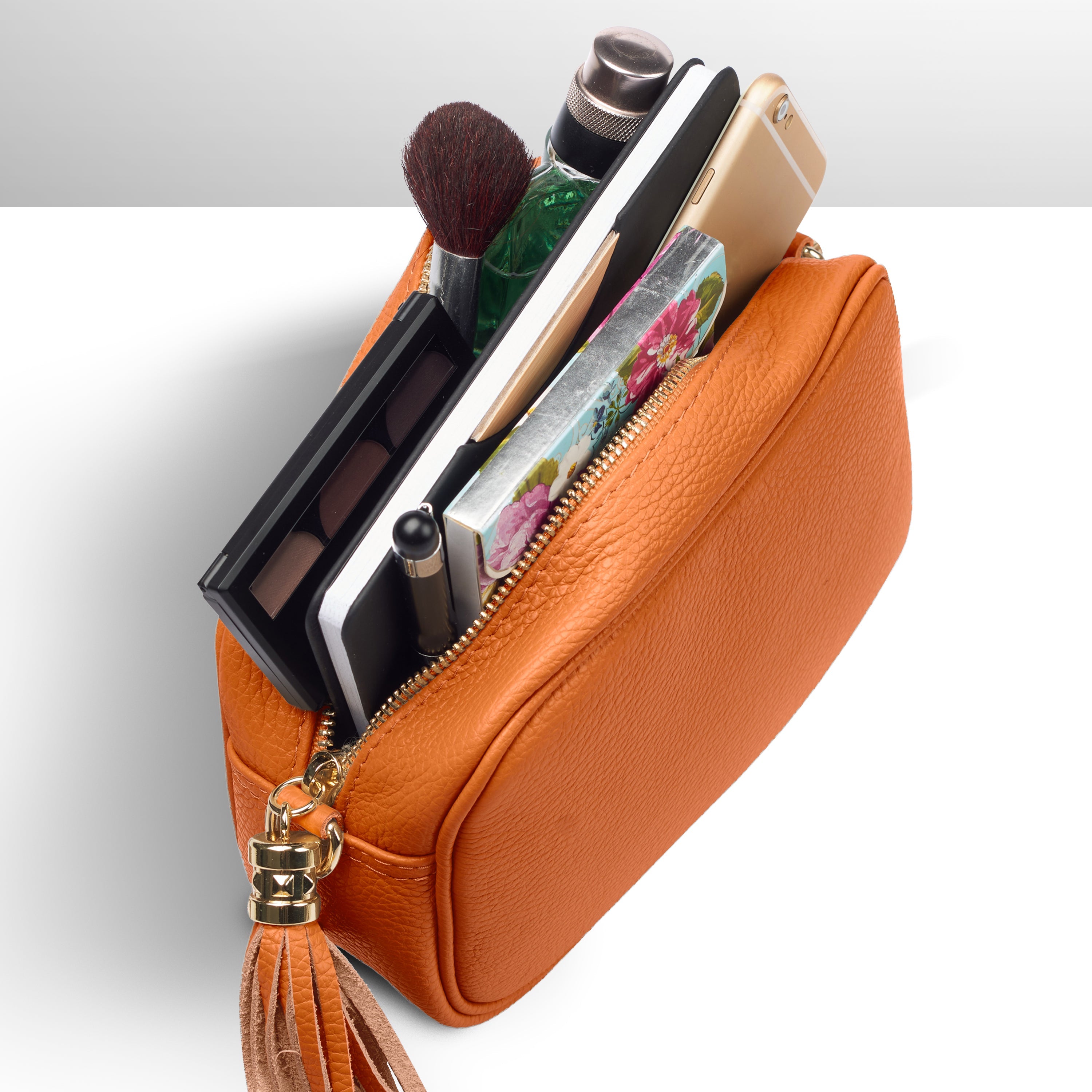 Italian Genuine Pebbled Calf Leather Crossbody Bag