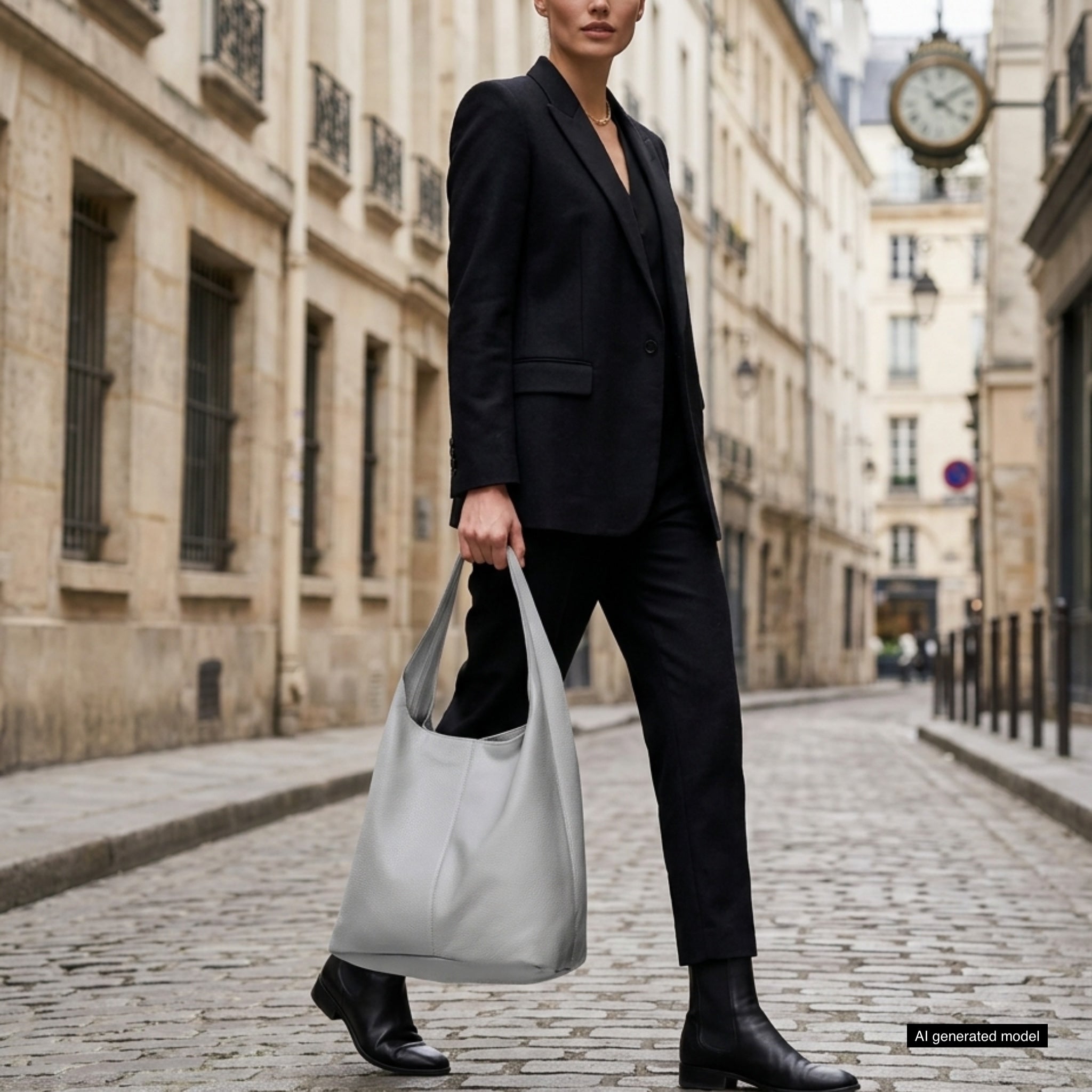 Large Italian Genuine Calf Leather Hobo Shoulder Bag