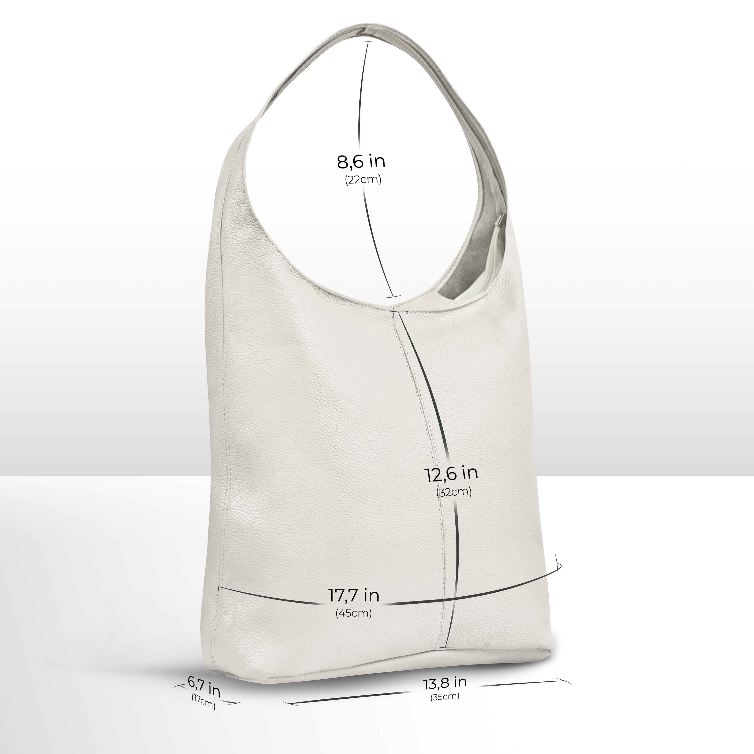 Large Italian Genuine Calf Leather Hobo Shoulder Bag