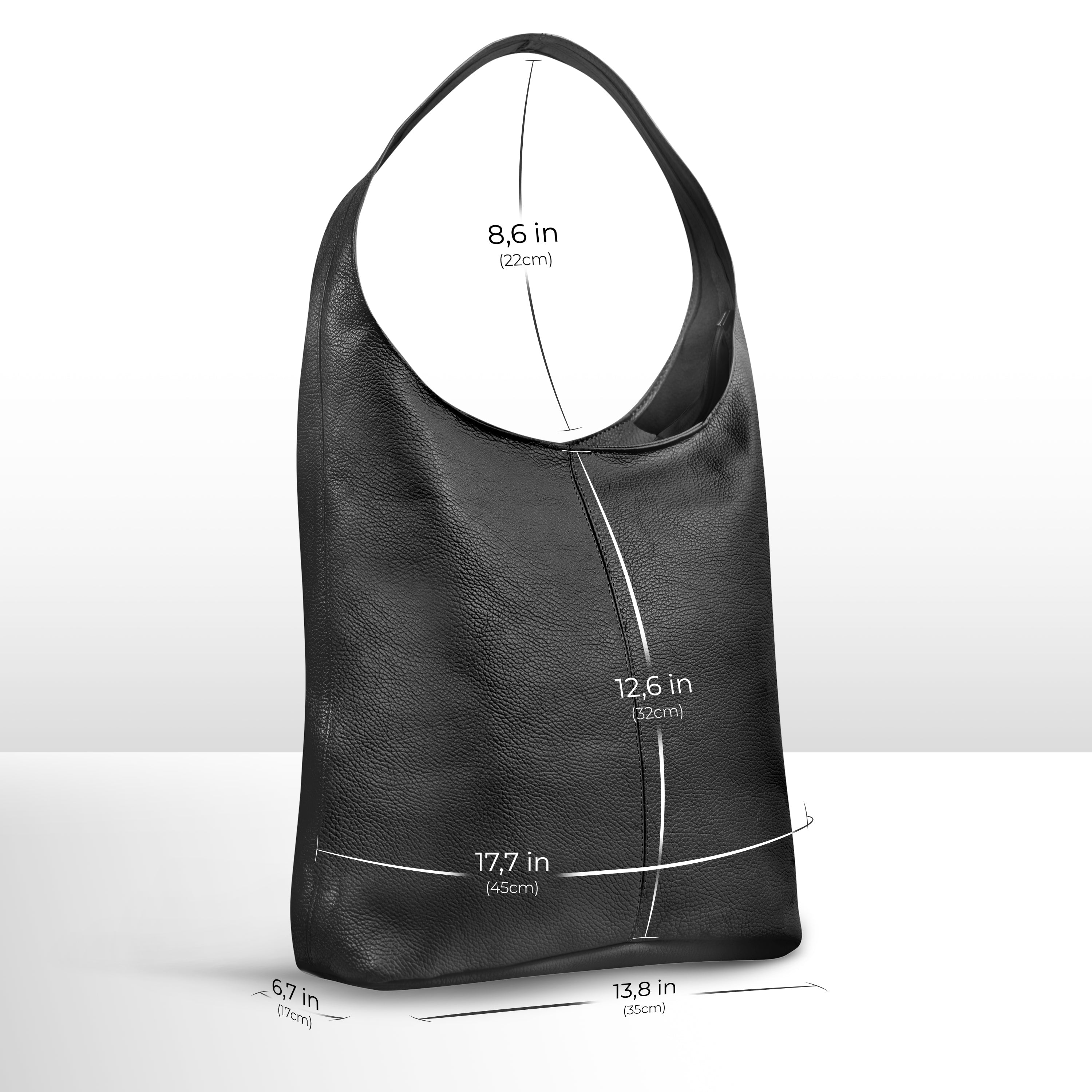 Large Italian Genuine Calf Leather Hobo Shoulder Bag