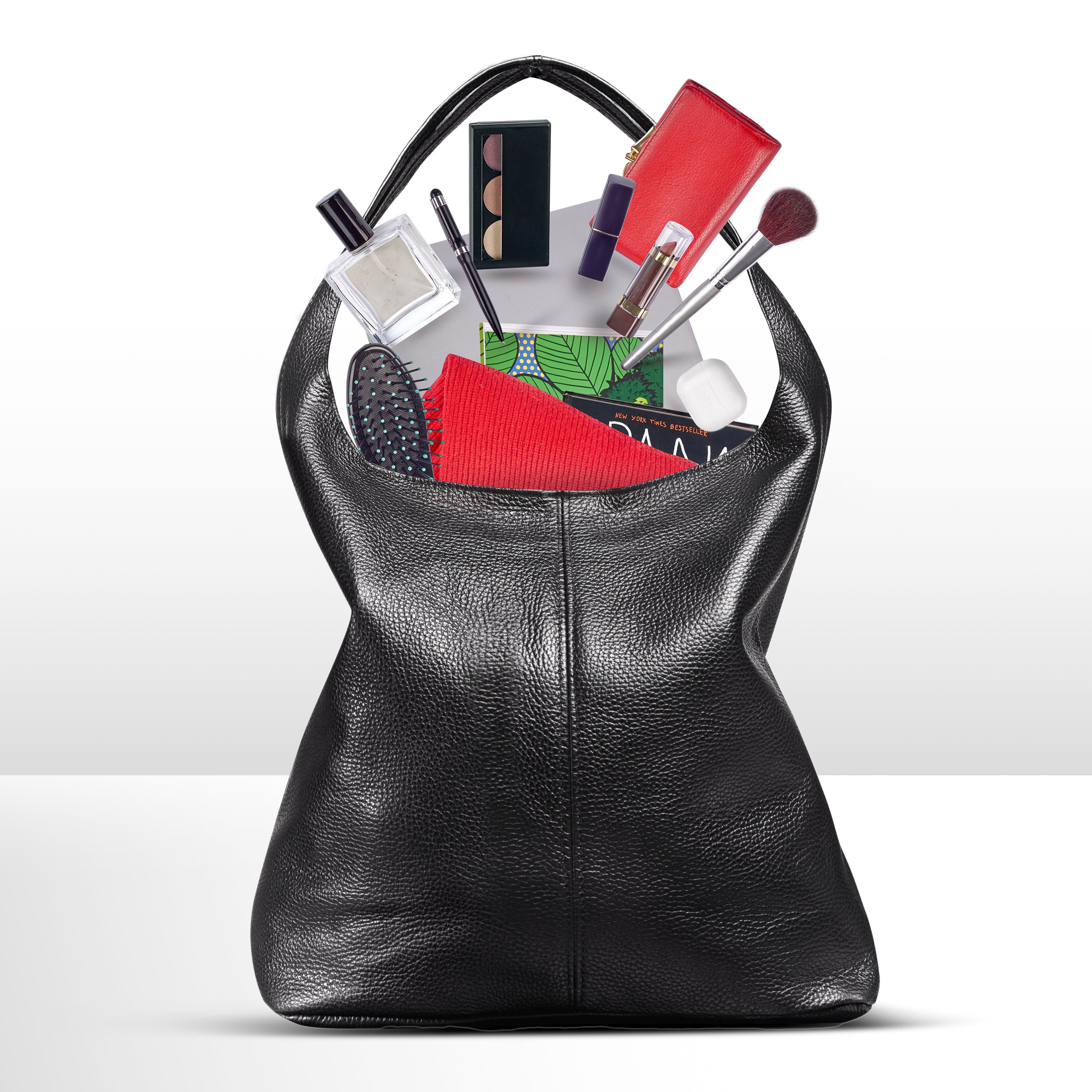Large Italian Genuine Calf Leather Hobo Shoulder Bag