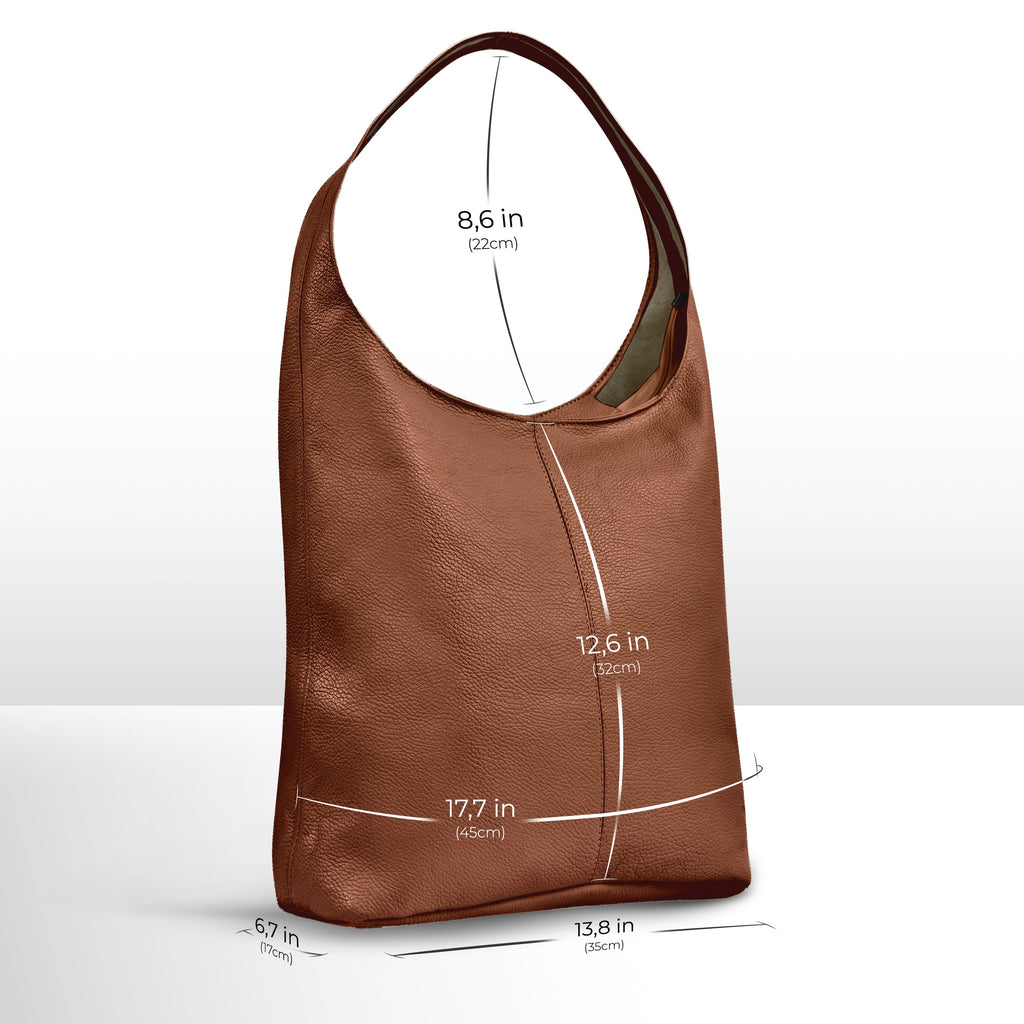Large Italian Genuine Calf Leather Hobo Shoulder Bag