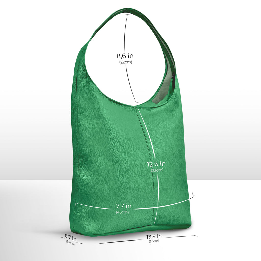 Large Italian Genuine Calf Leather Hobo Shoulder Bag
