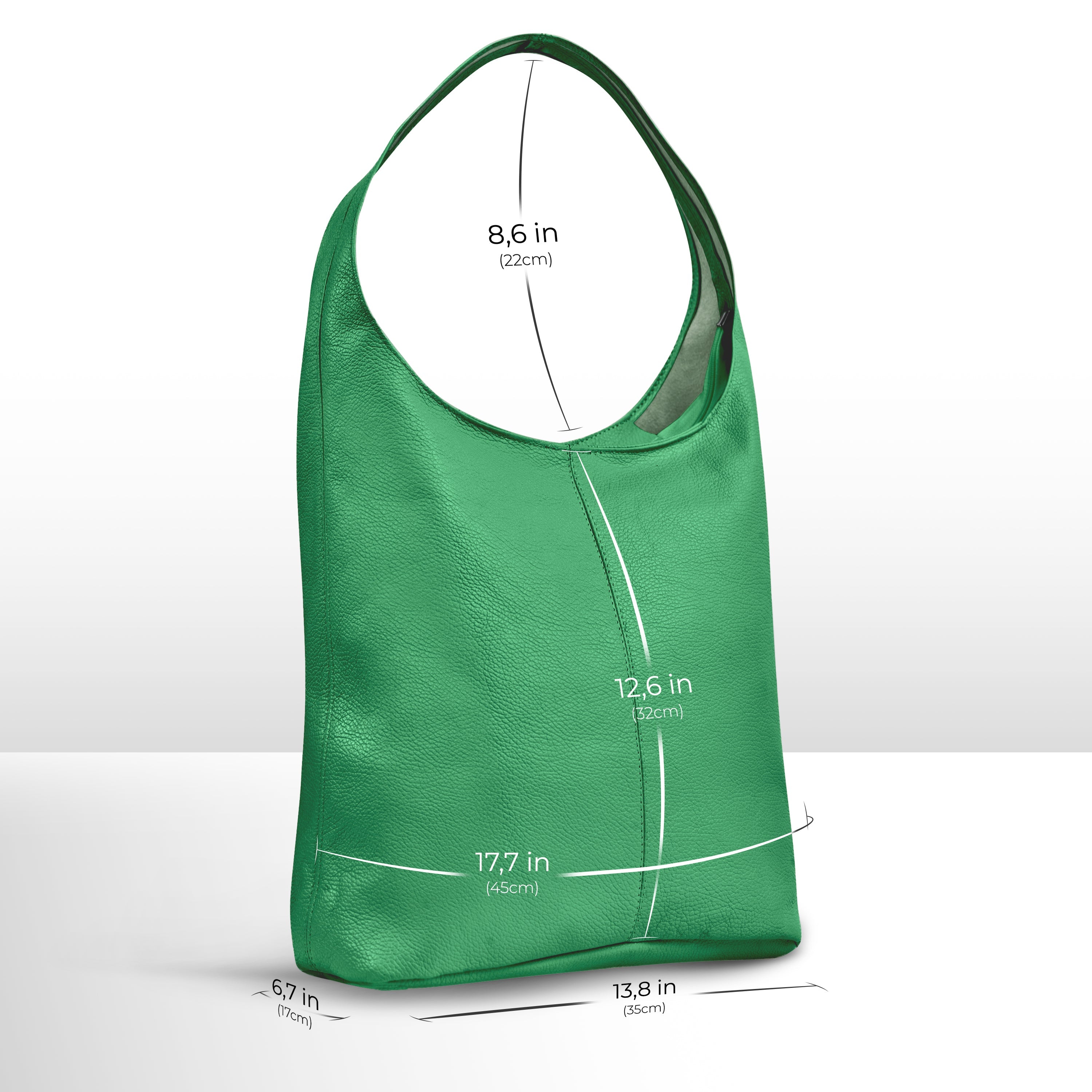 Large Italian Genuine Calf Leather Hobo Shoulder Bag