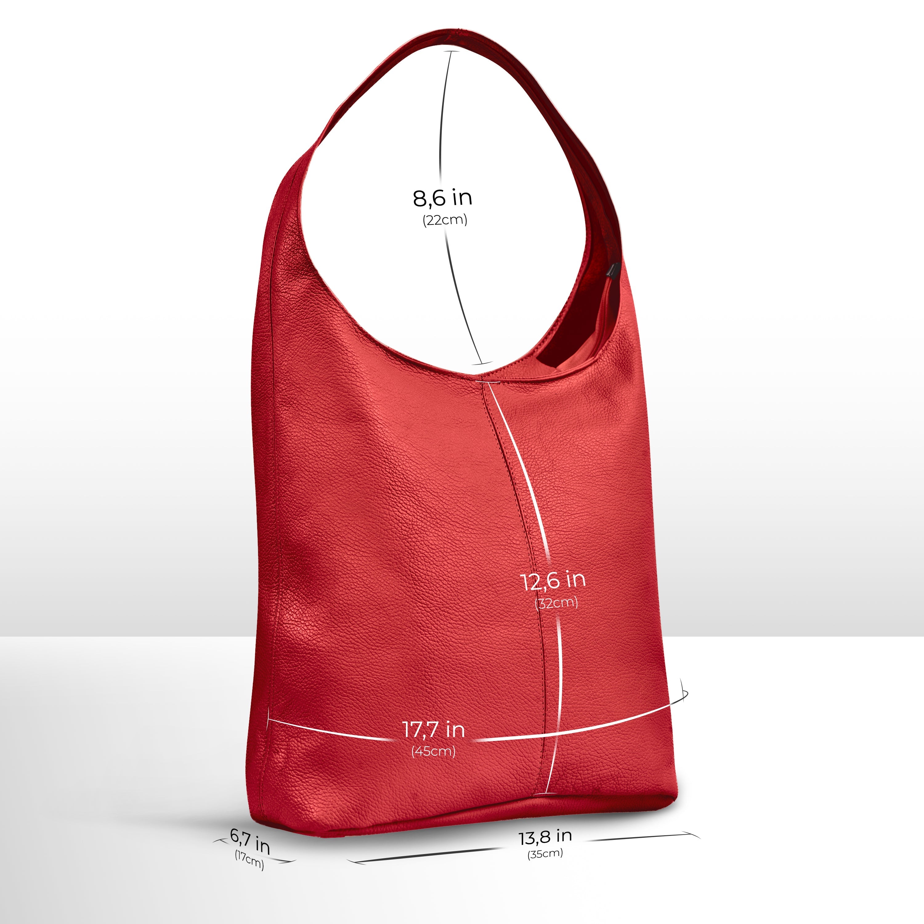 Large Italian Genuine Calf Leather Hobo Shoulder Bag