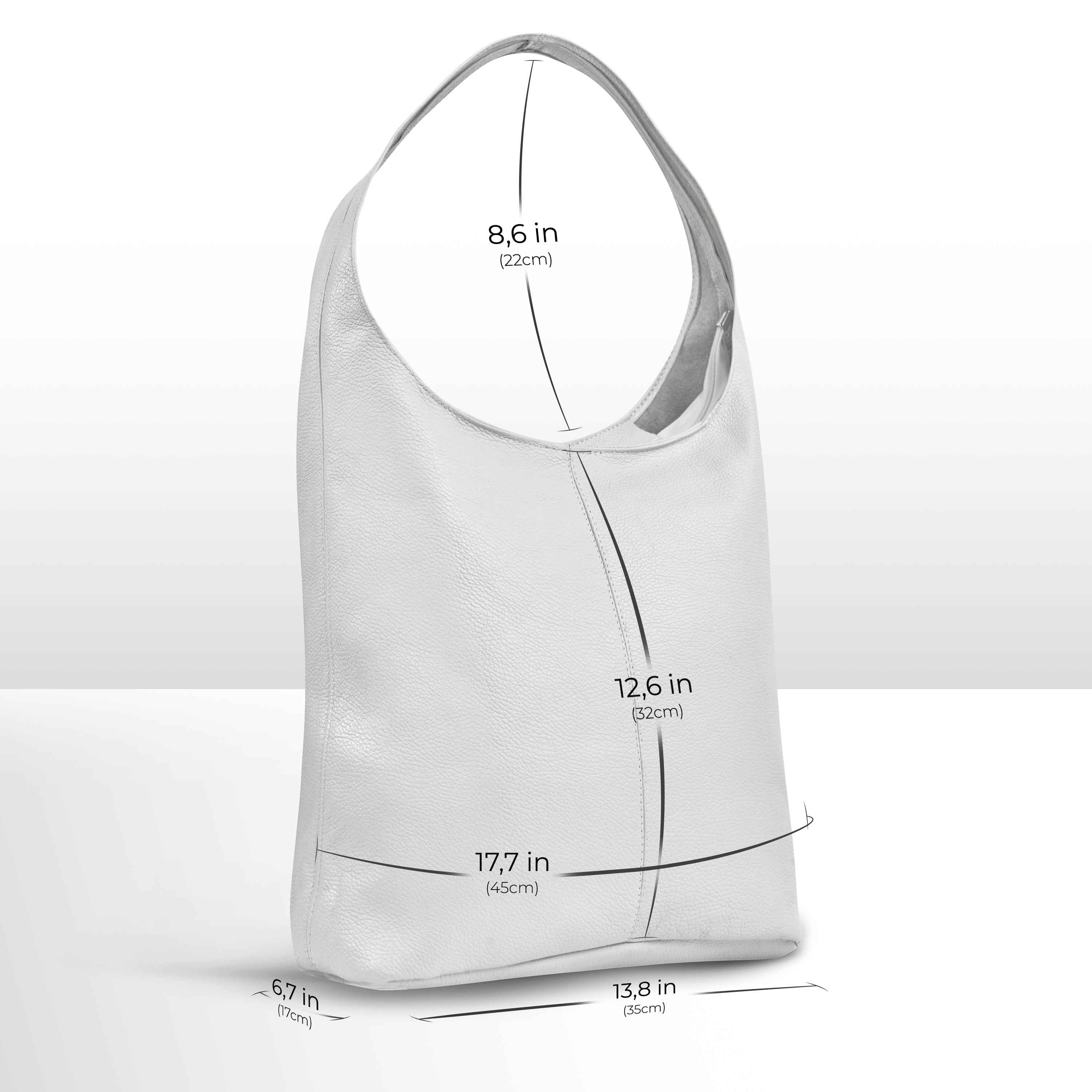 Large Italian Genuine Calf Leather Hobo Shoulder Bag