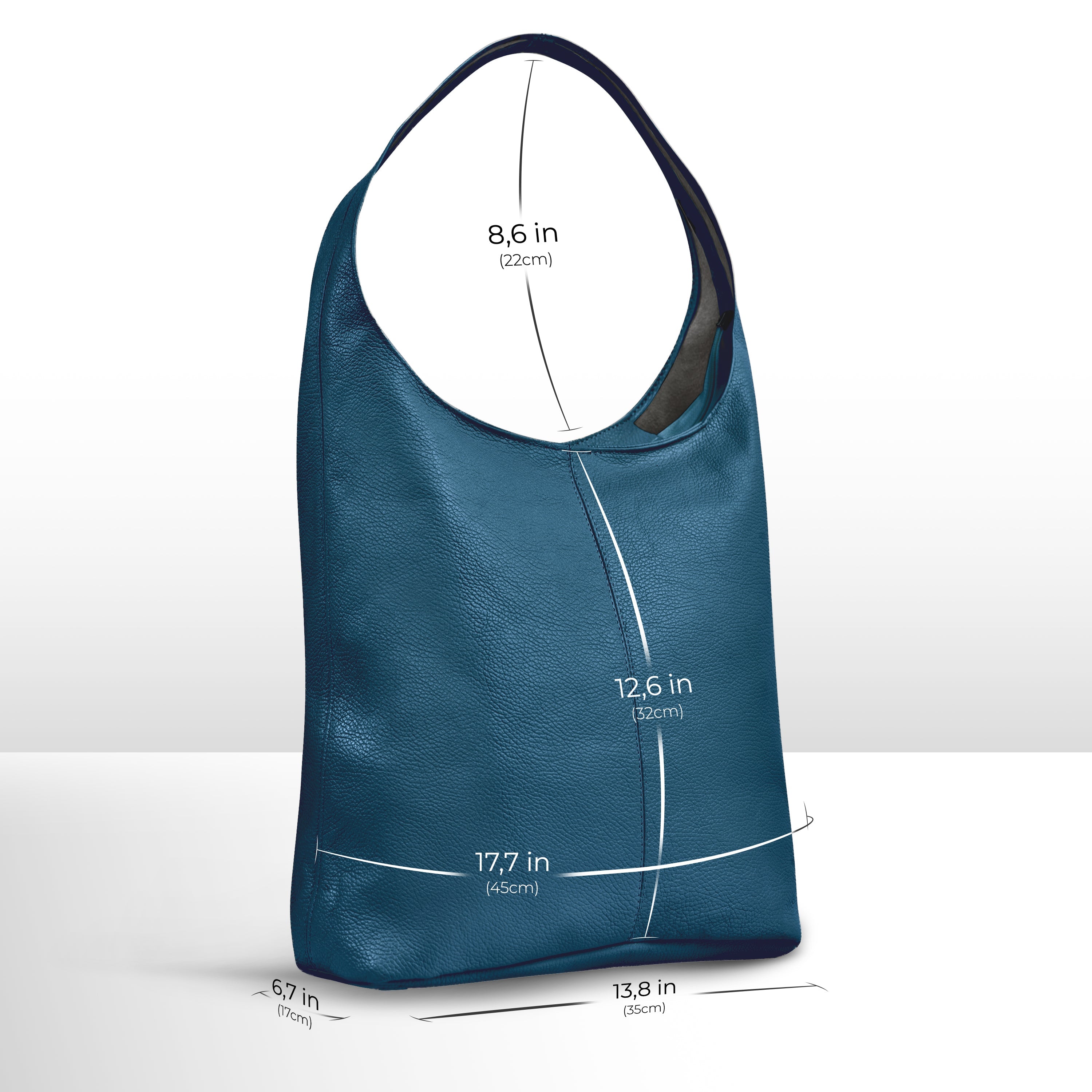 Large Italian Genuine Calf Leather Hobo Shoulder Bag