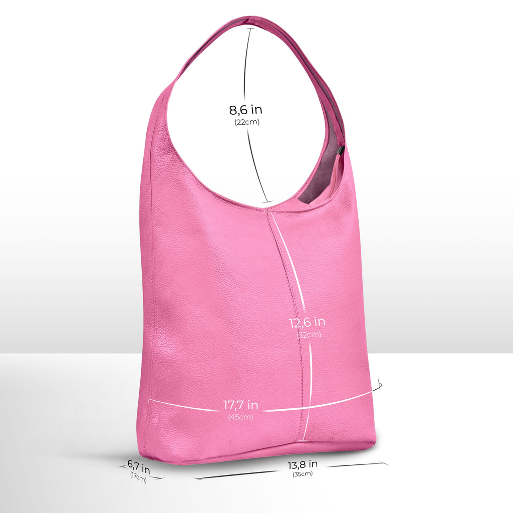 Large Italian Genuine Calf Leather Hobo Shoulder Bag