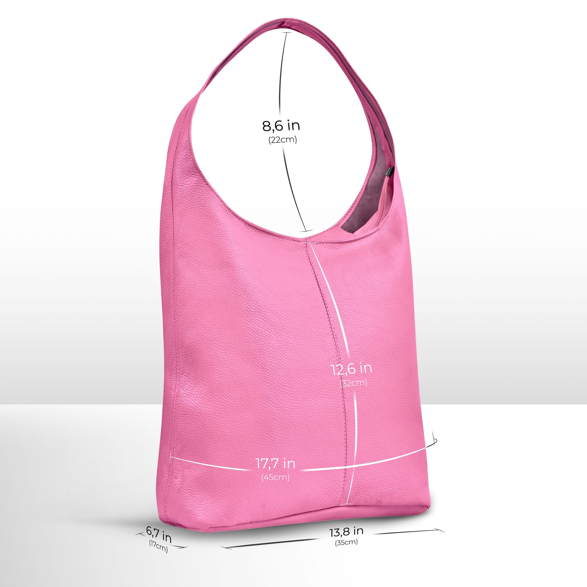 Large Italian Genuine Calf Leather Hobo Shoulder Bag
