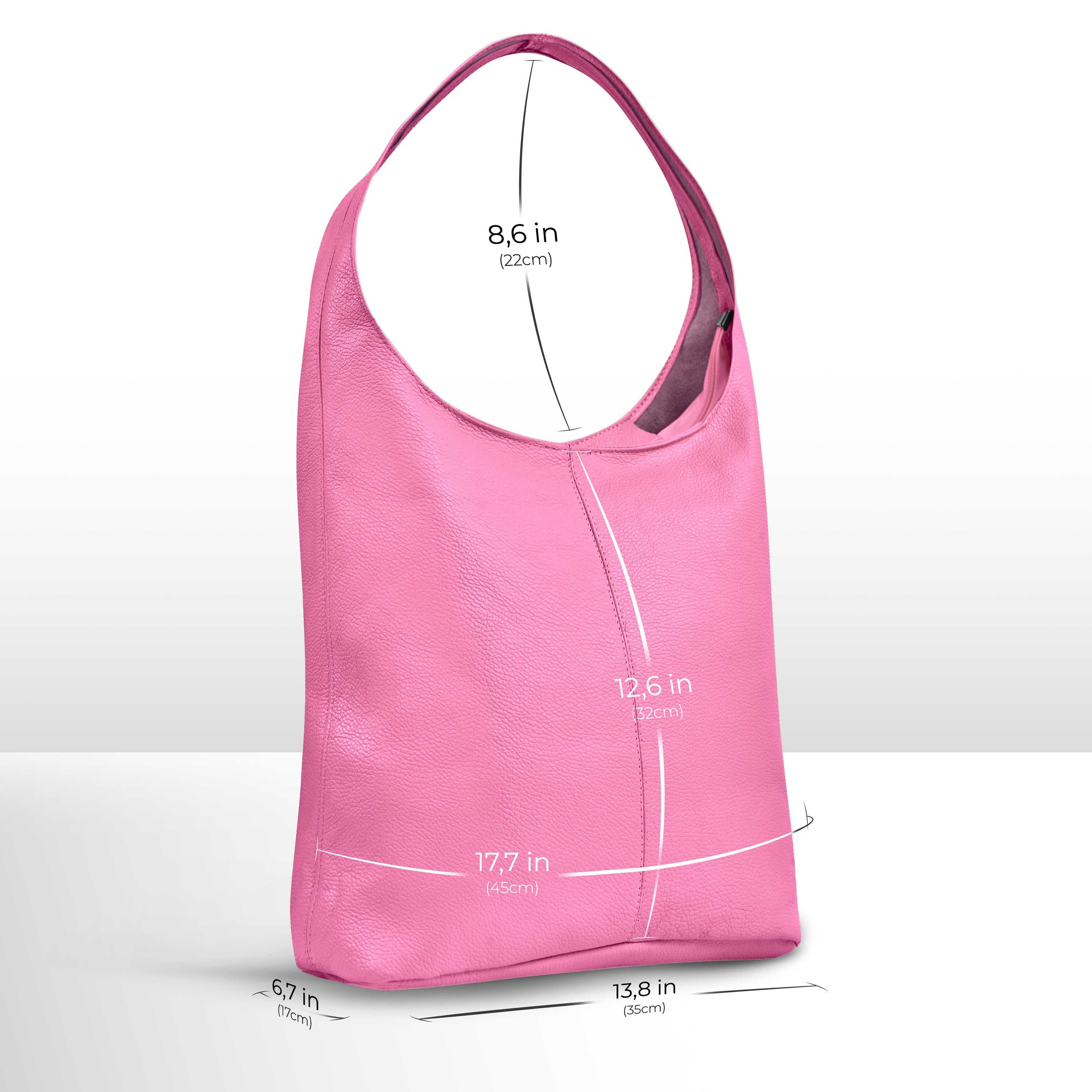 Large Italian Genuine Calf Leather Hobo Shoulder Bag
