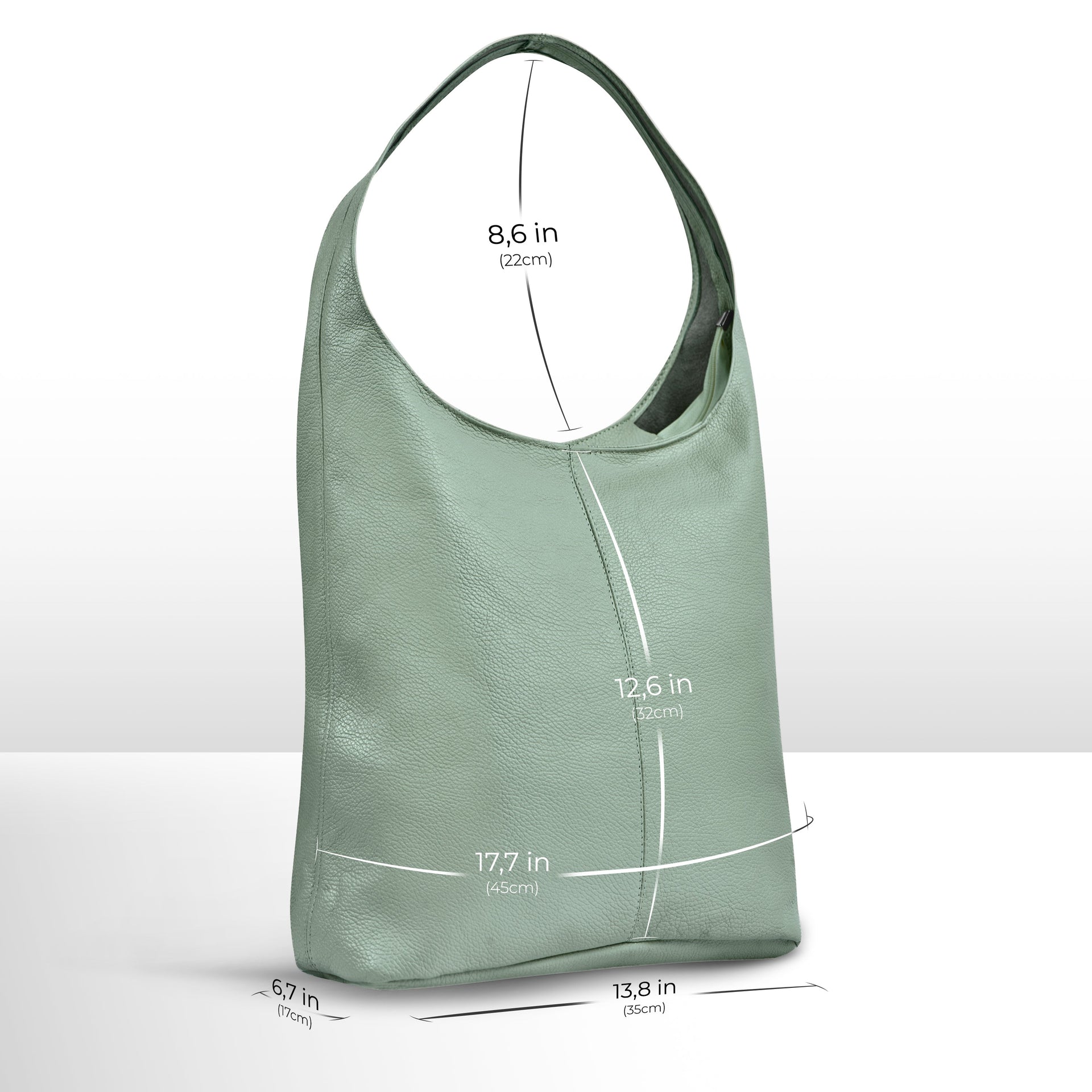 Large Italian Genuine Calf Leather Hobo Shoulder Bag